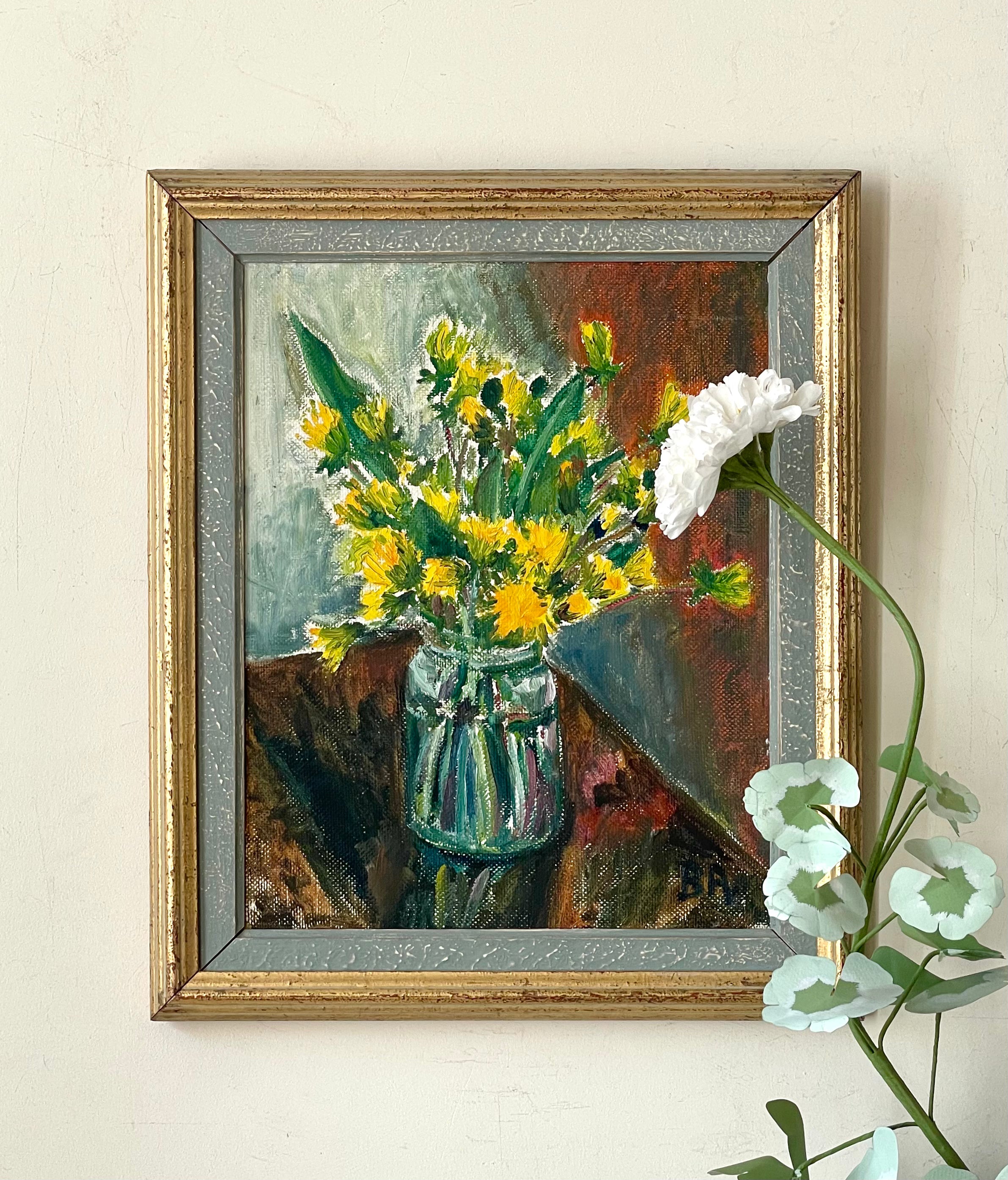 Dandelions in a Glass Jar