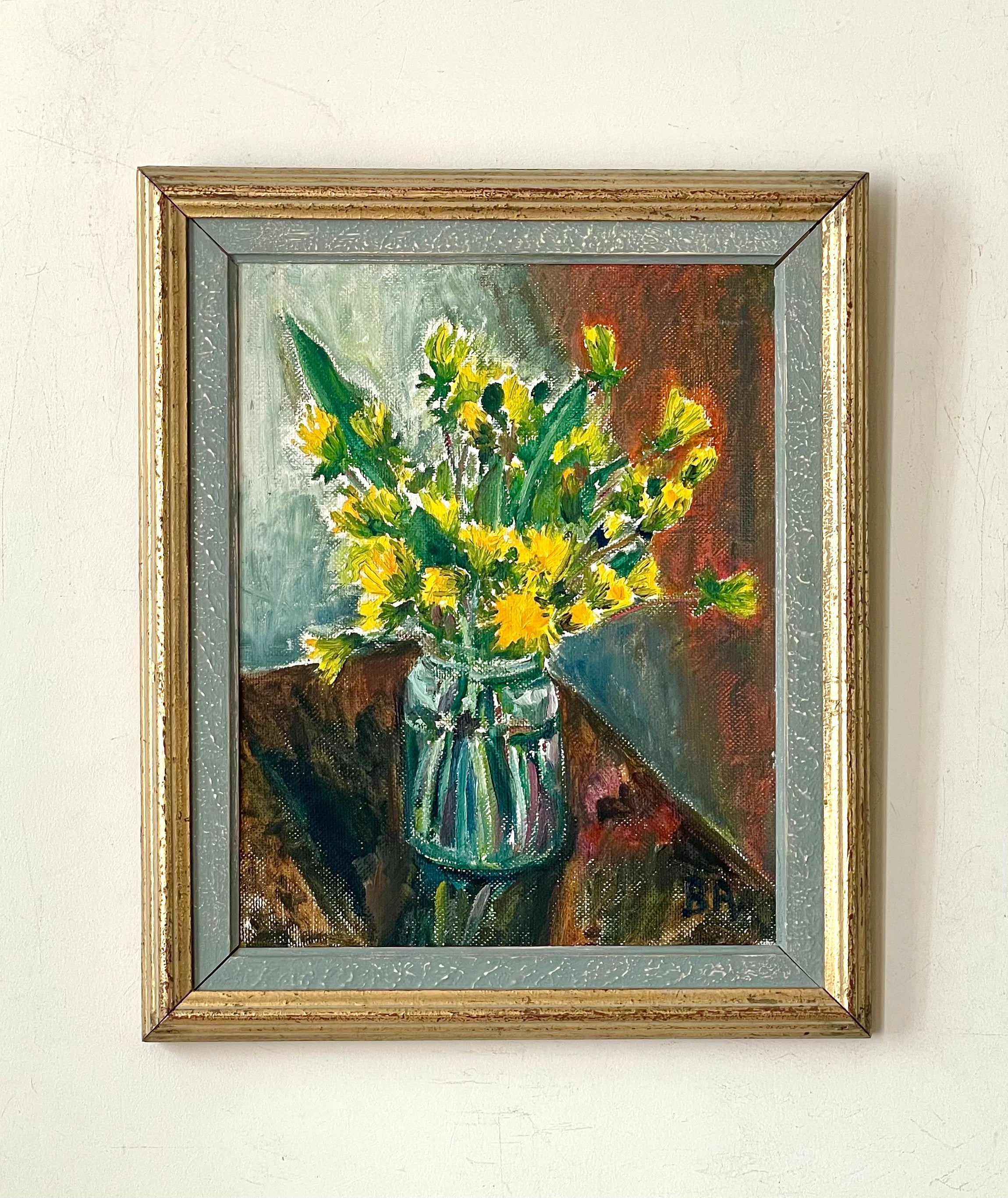 Dandelions in a Glass Jar