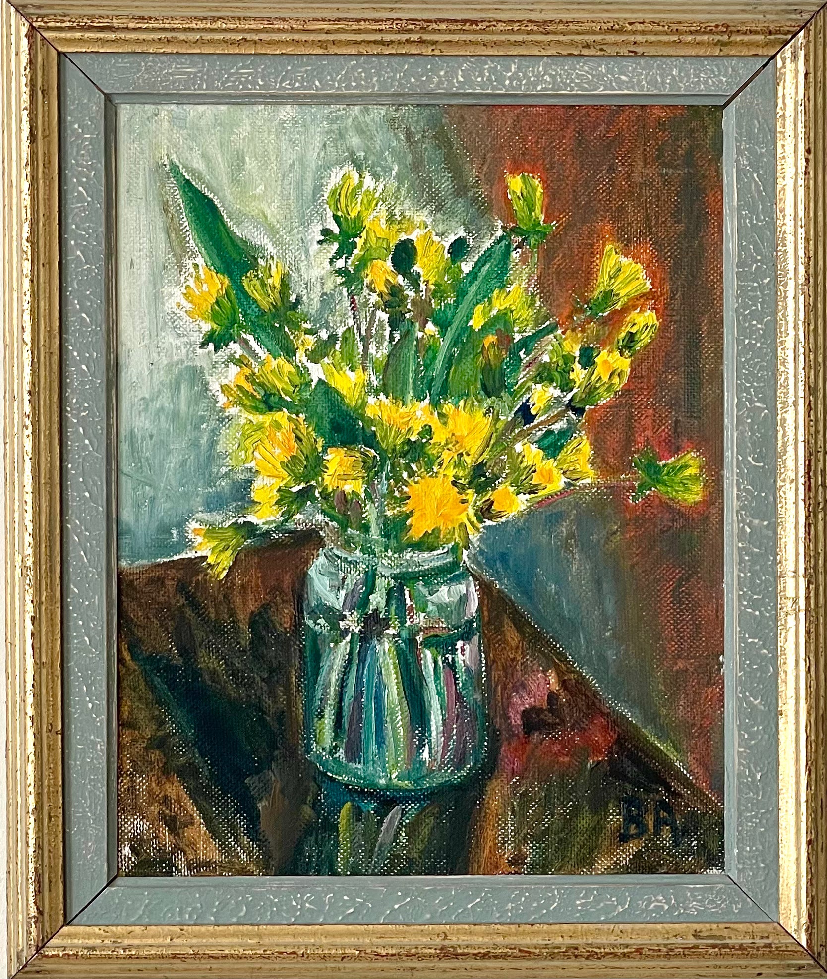 Dandelions in a Glass Jar