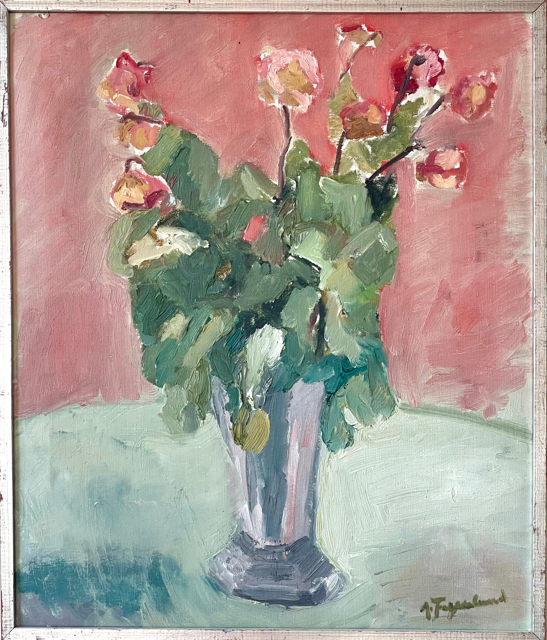 Pink Floral in a Silver Vase