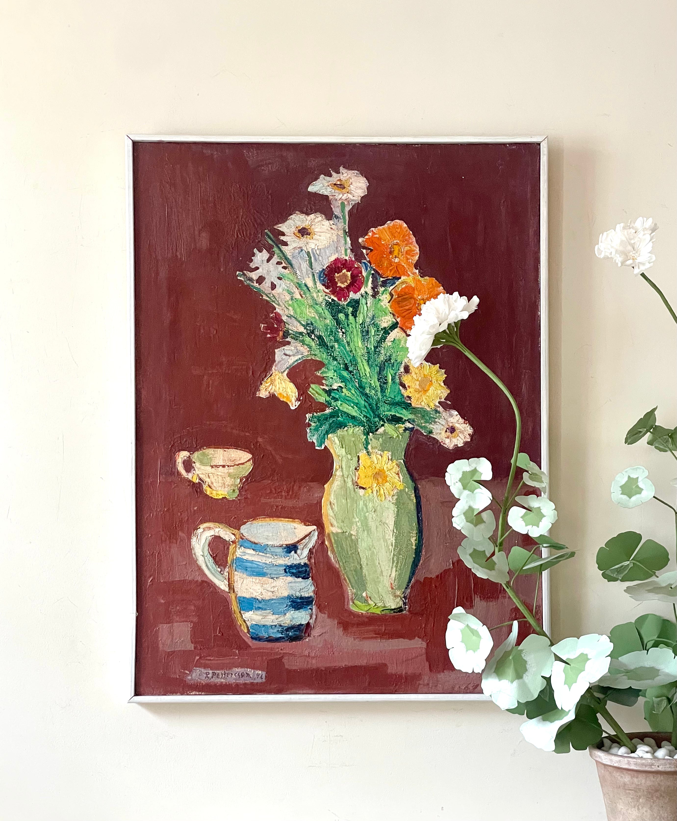 Floral with Blue Striped Jug