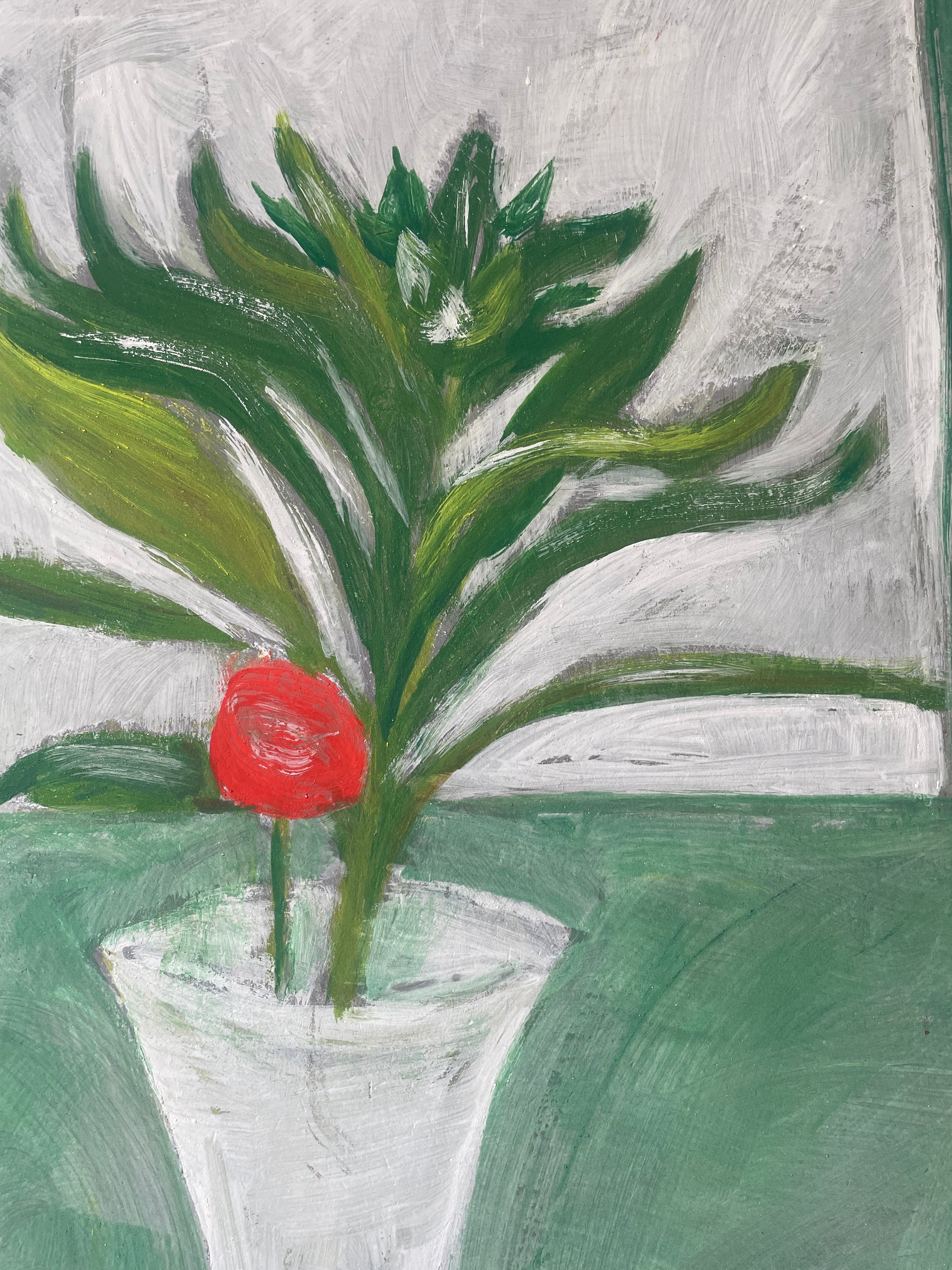 Green Plant with Red Flower.