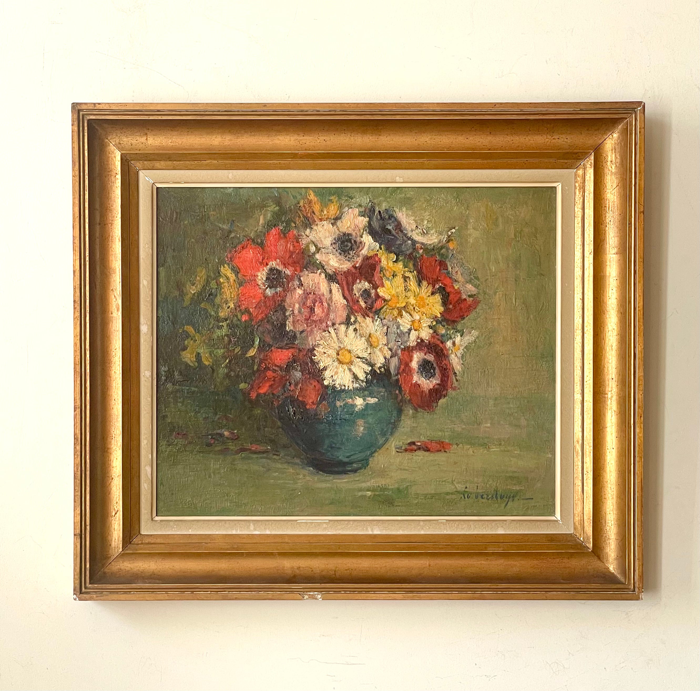 Summer Flowers in a Blue Vase