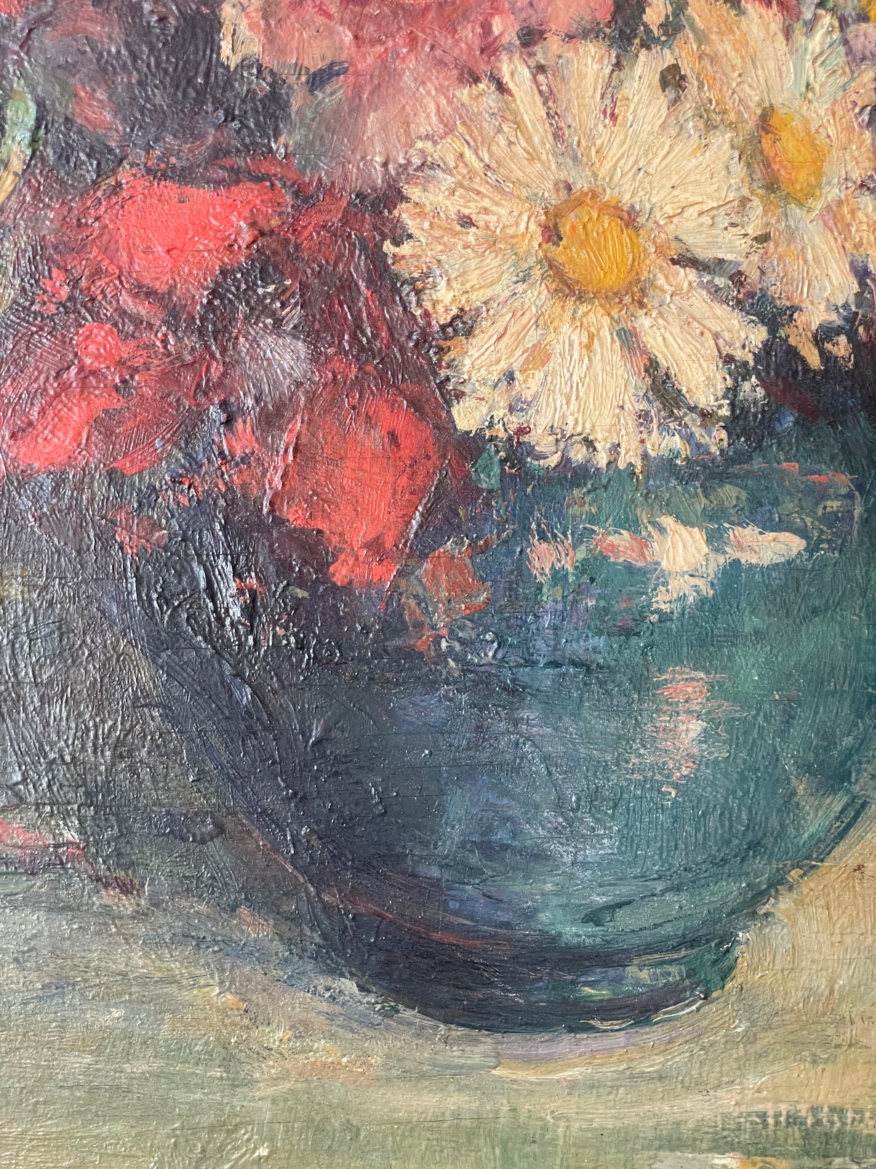 Summer Flowers in a Blue Vase