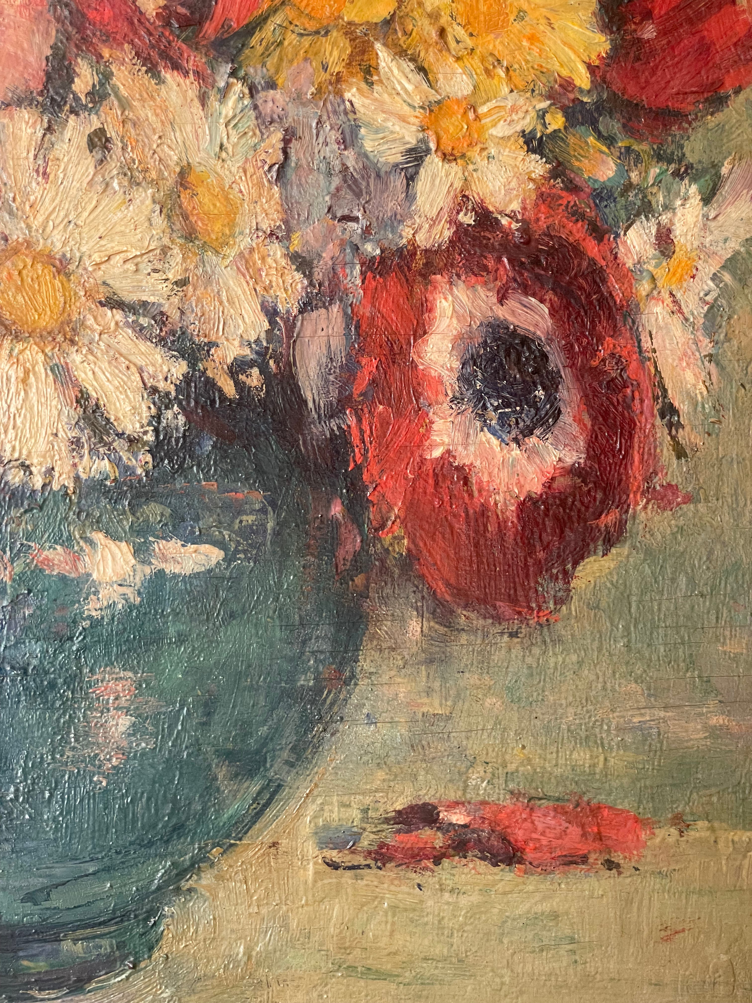 Summer Flowers in a Blue Vase