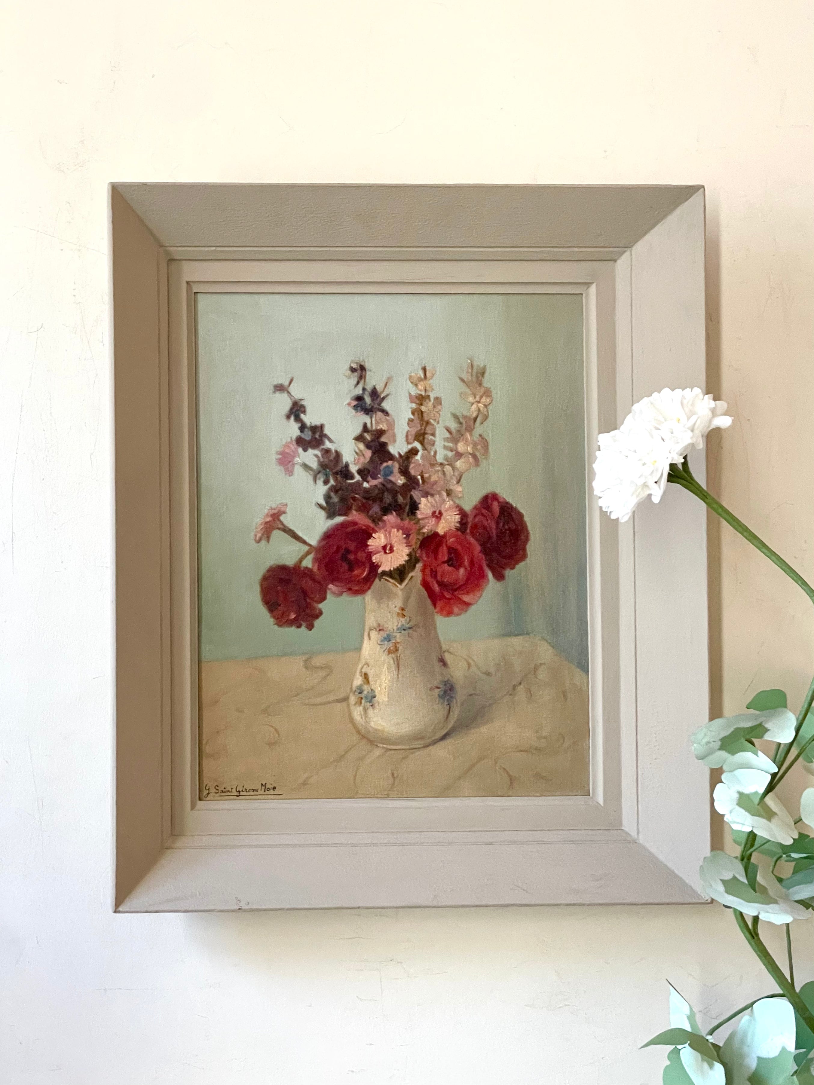 Pink Flowers in an Antique Jug