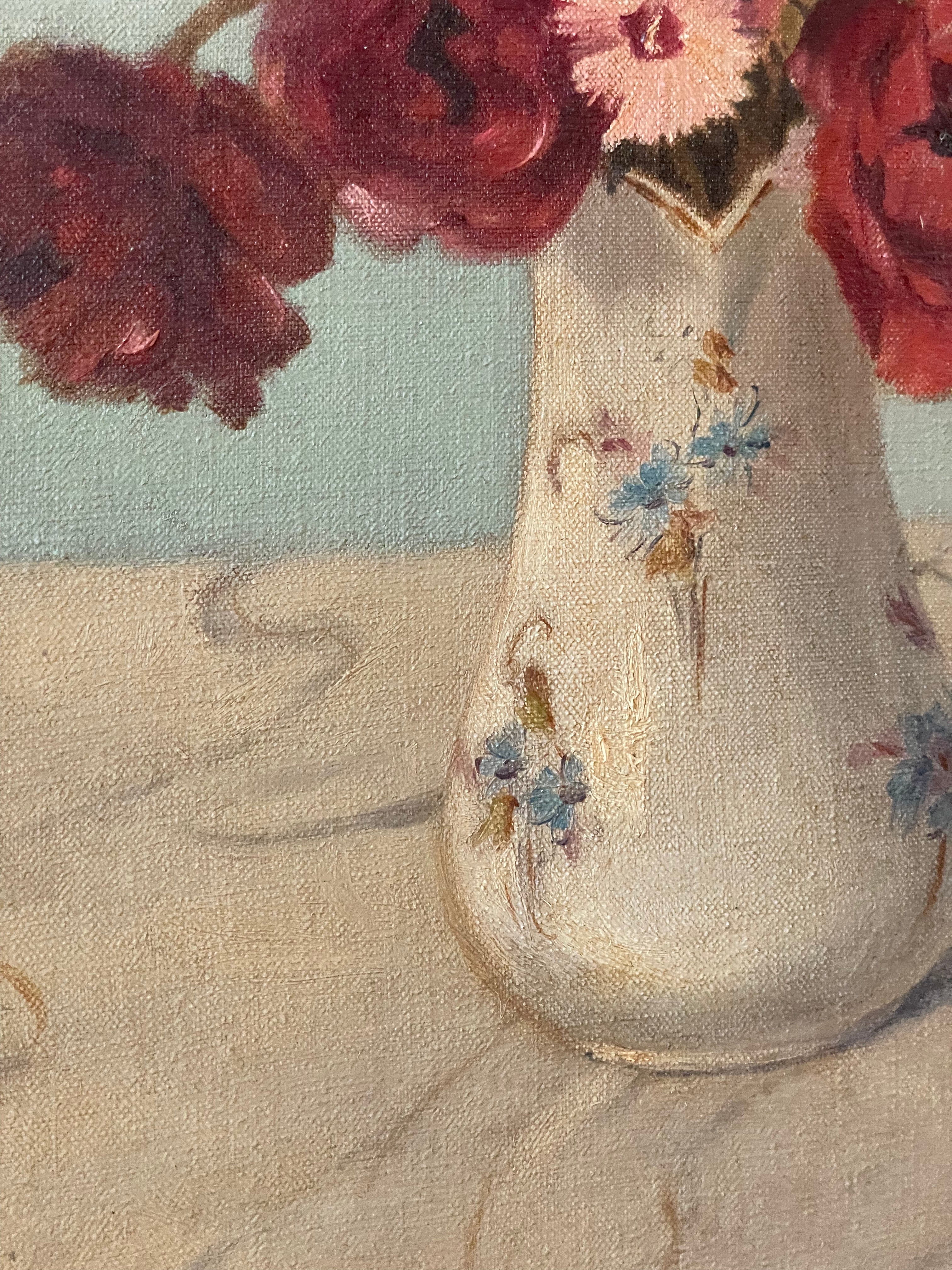 Pink Flowers in an Antique Jug