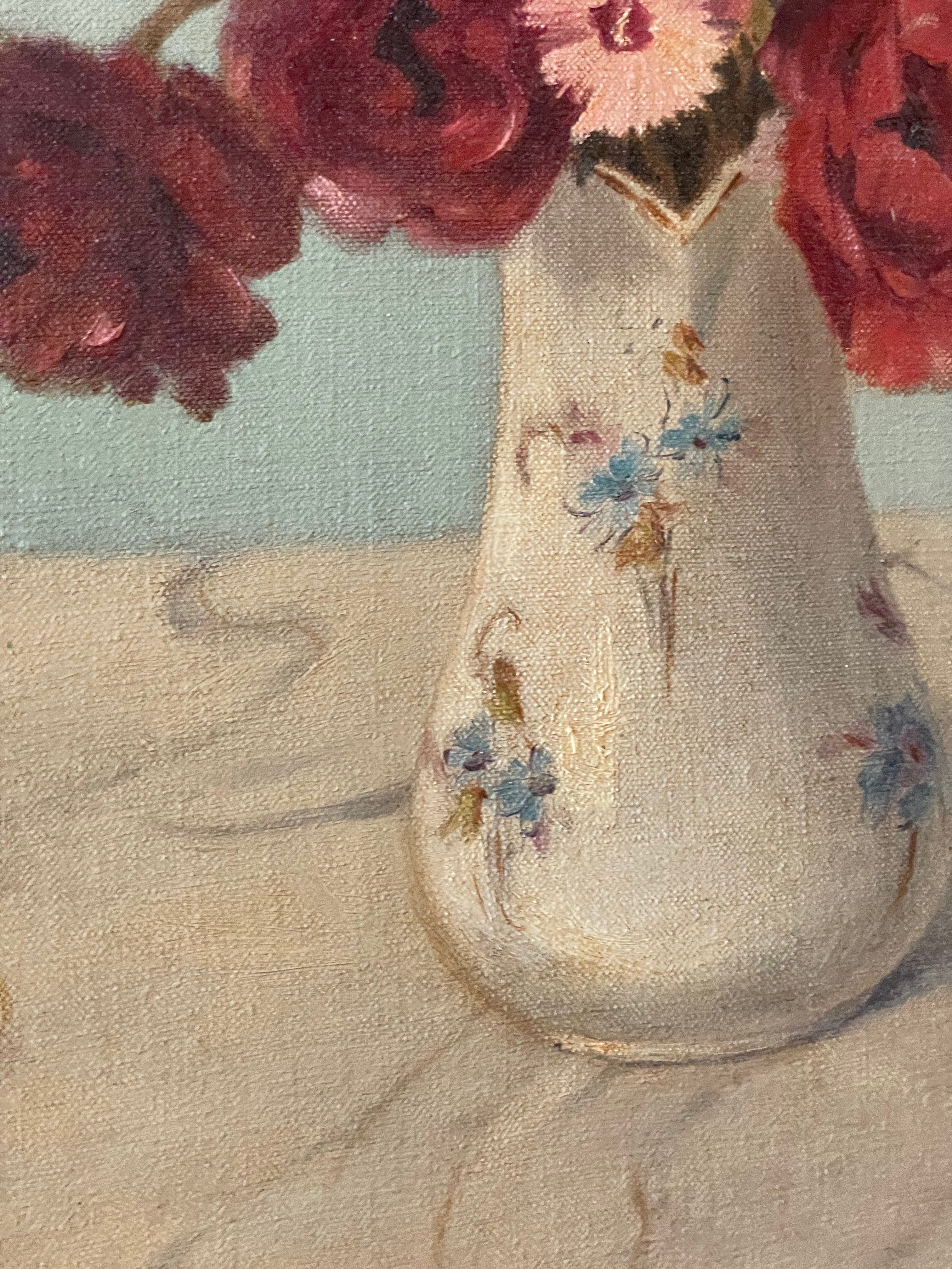 Pink Flowers in an Antique Jug