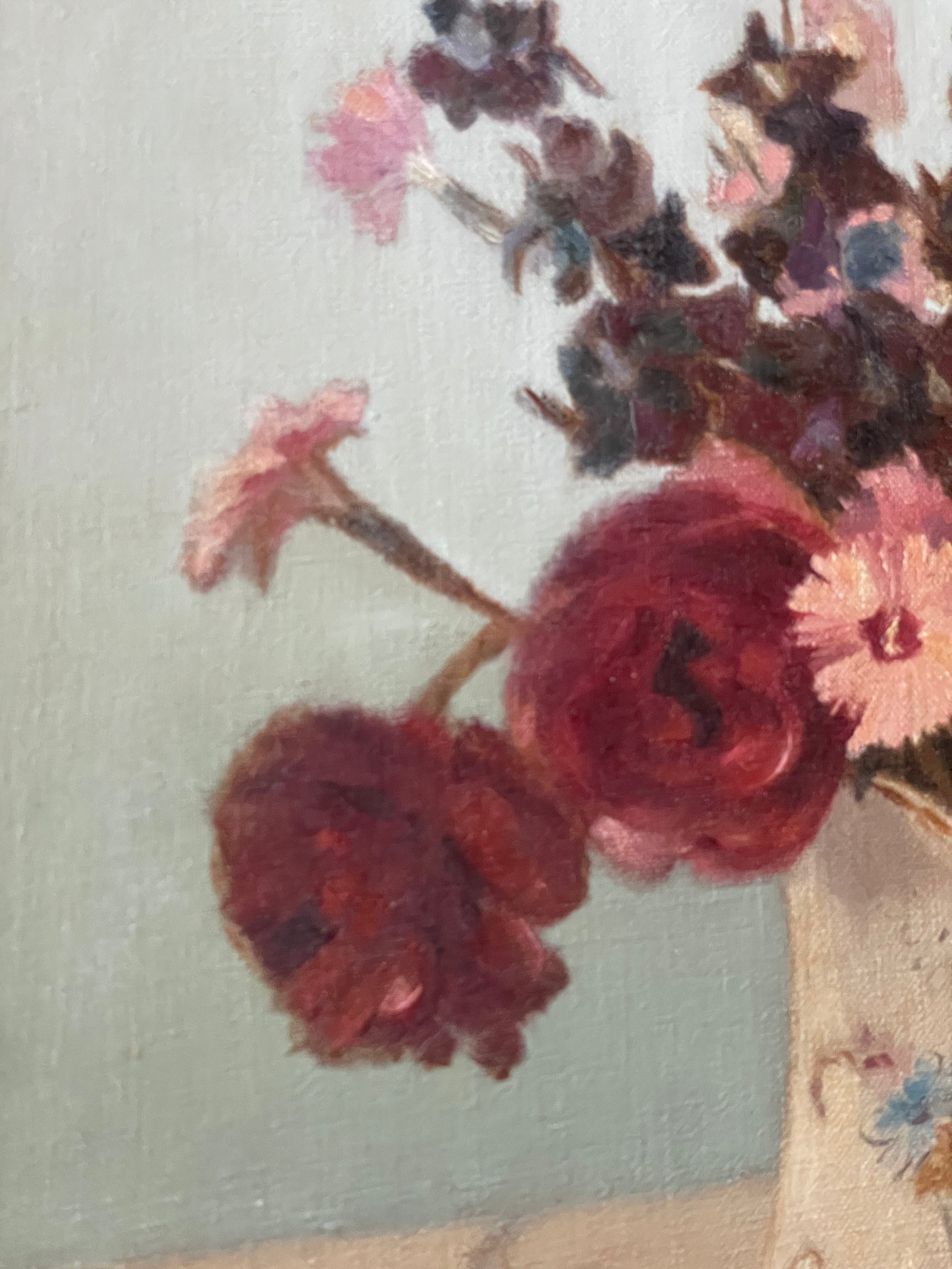 Pink Flowers in an Antique Jug