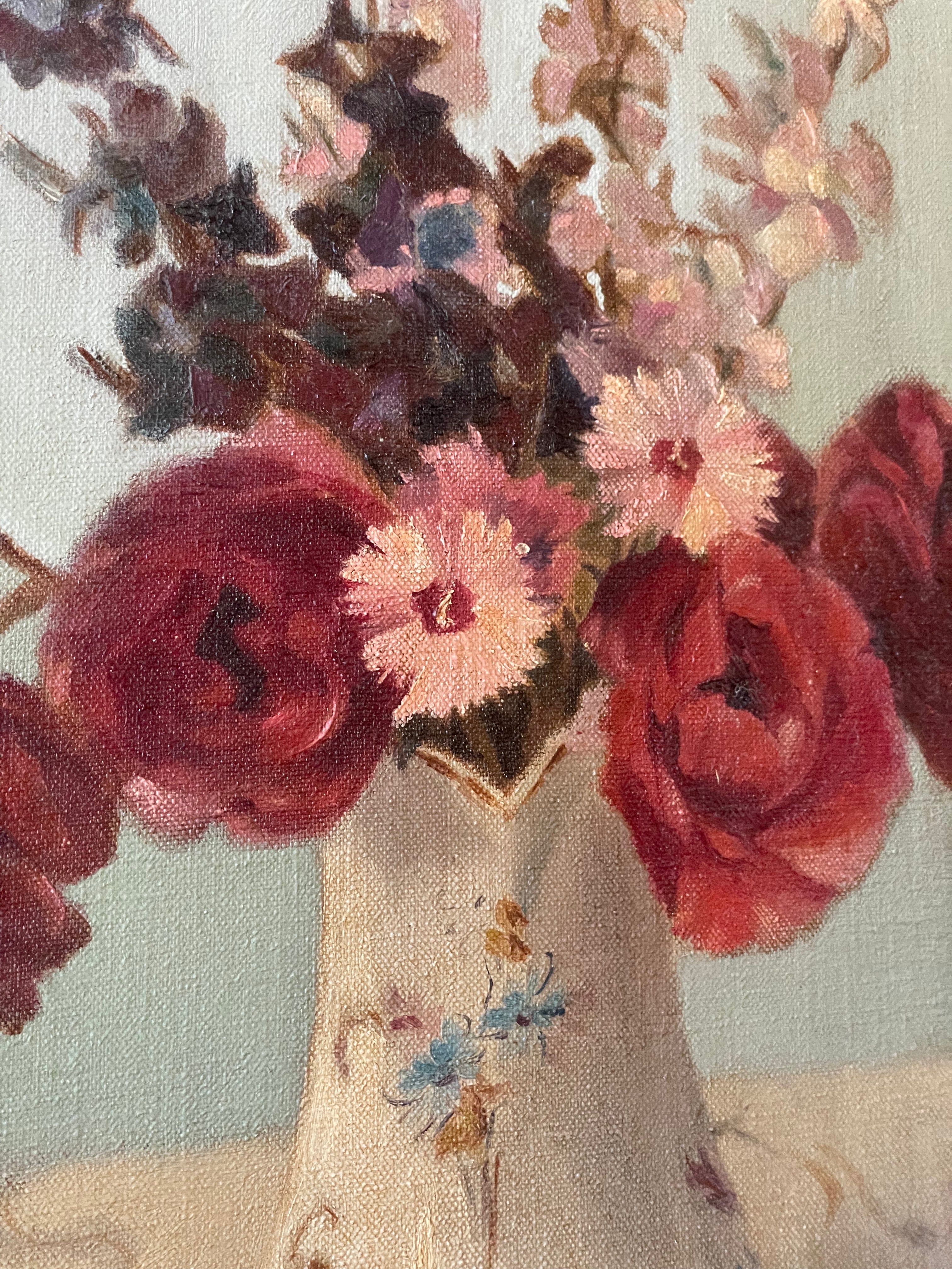 Pink Flowers in an Antique Jug