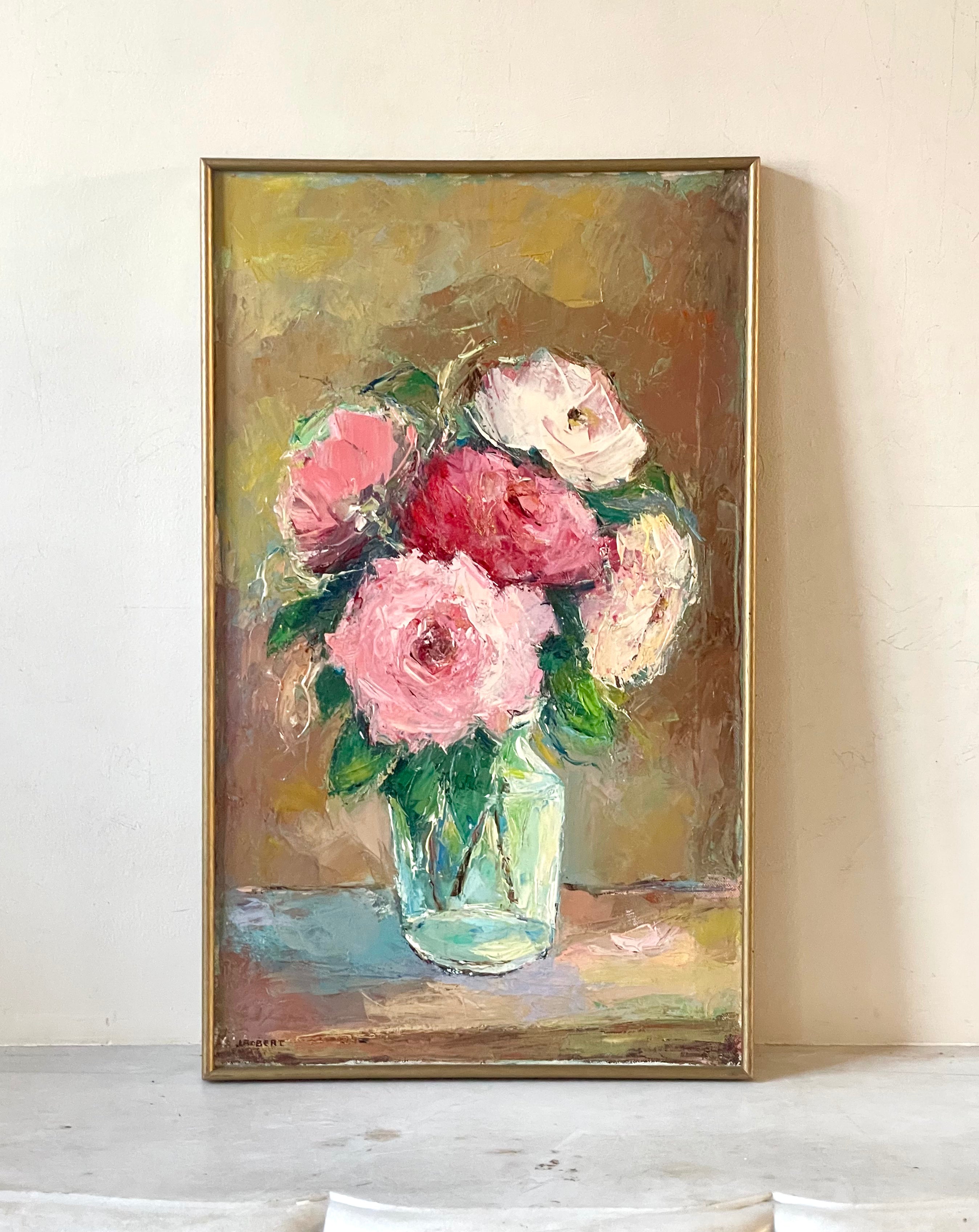 Pink Roses in a Glass Vase