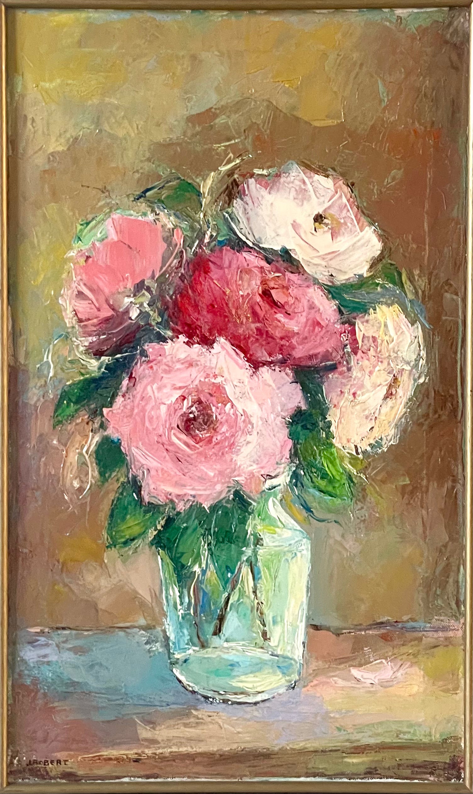 Pink Roses in a Glass Vase