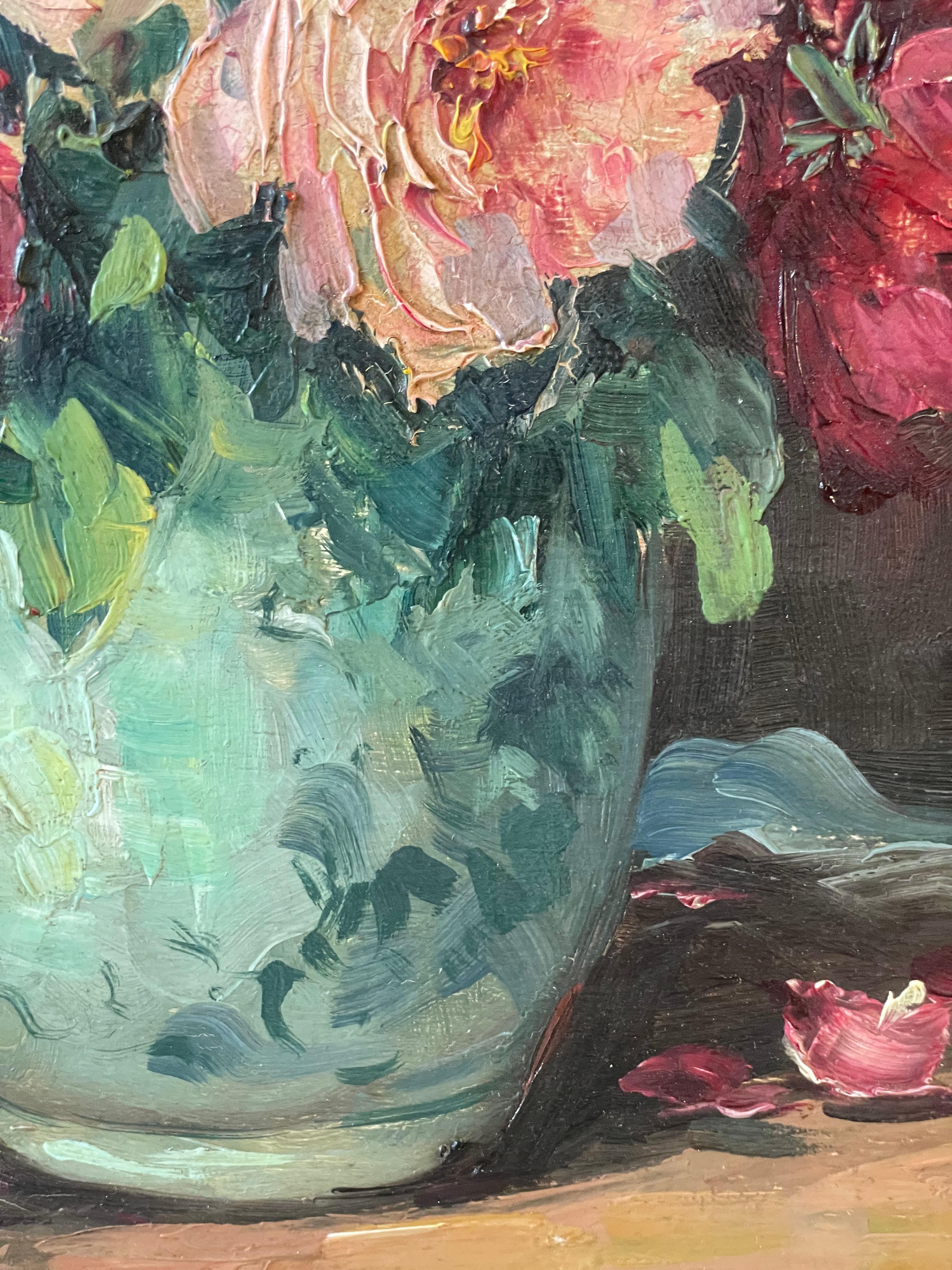 Roses in a Blue Vase