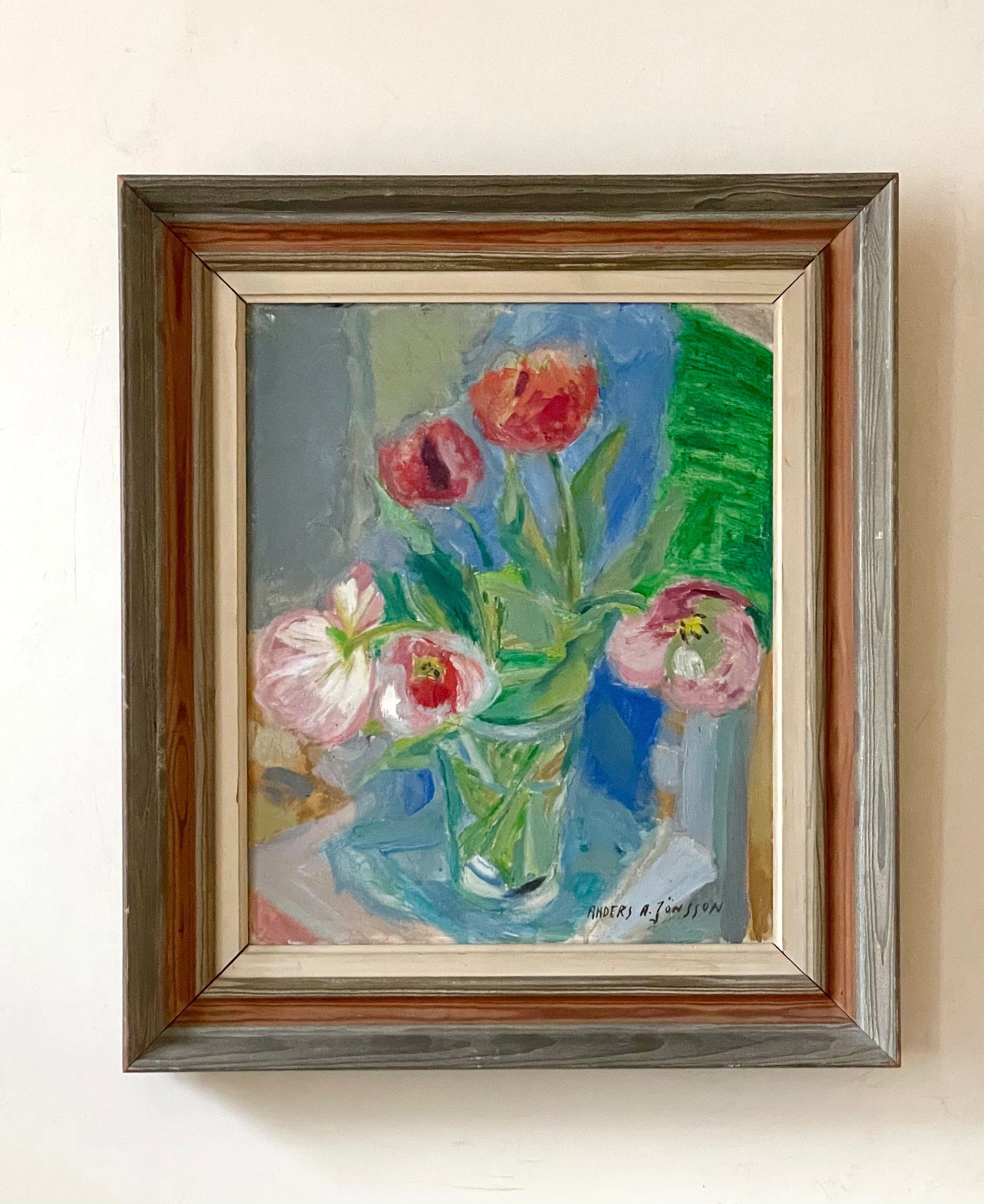 Tulips on Blue