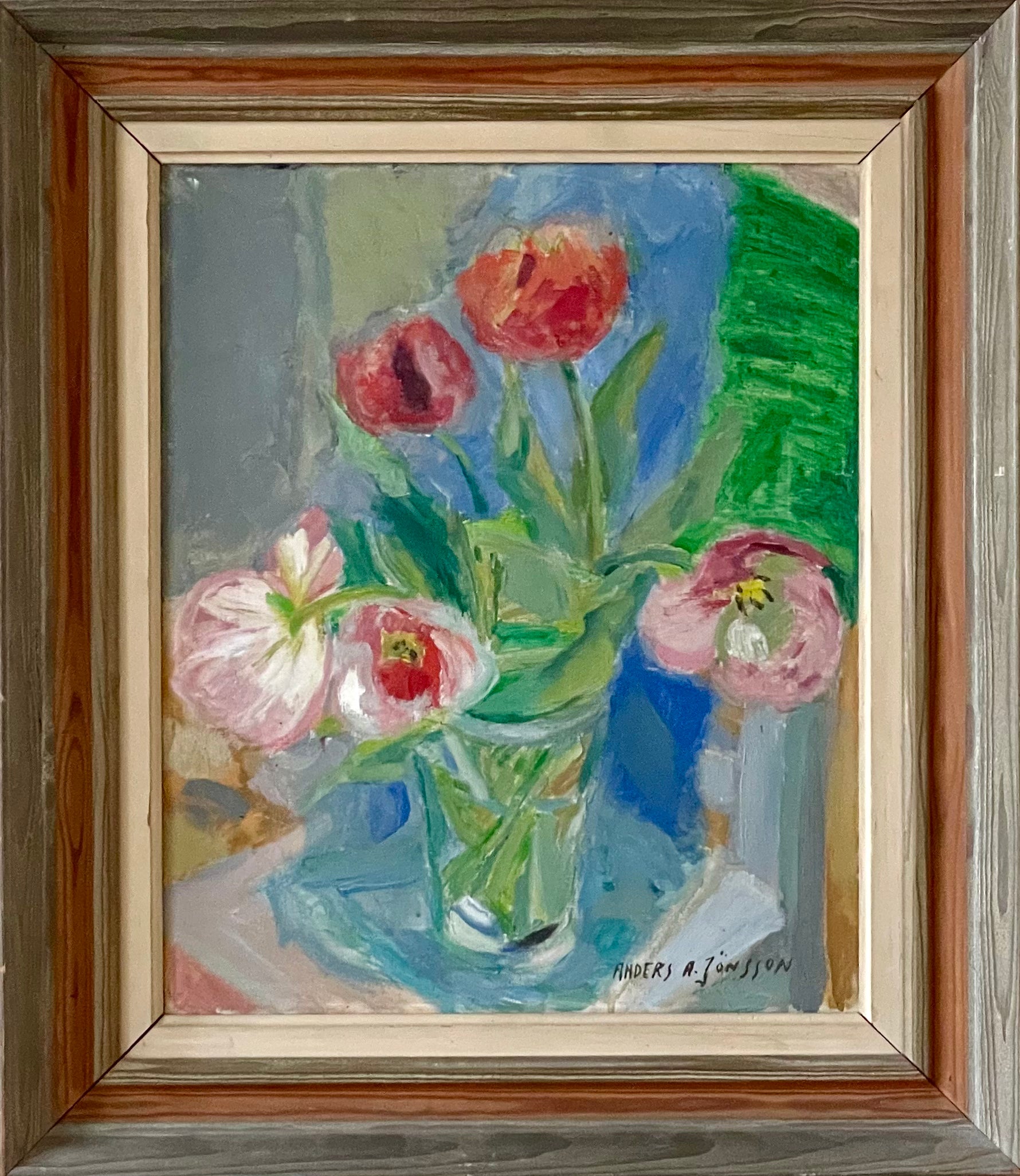 Tulips on Blue