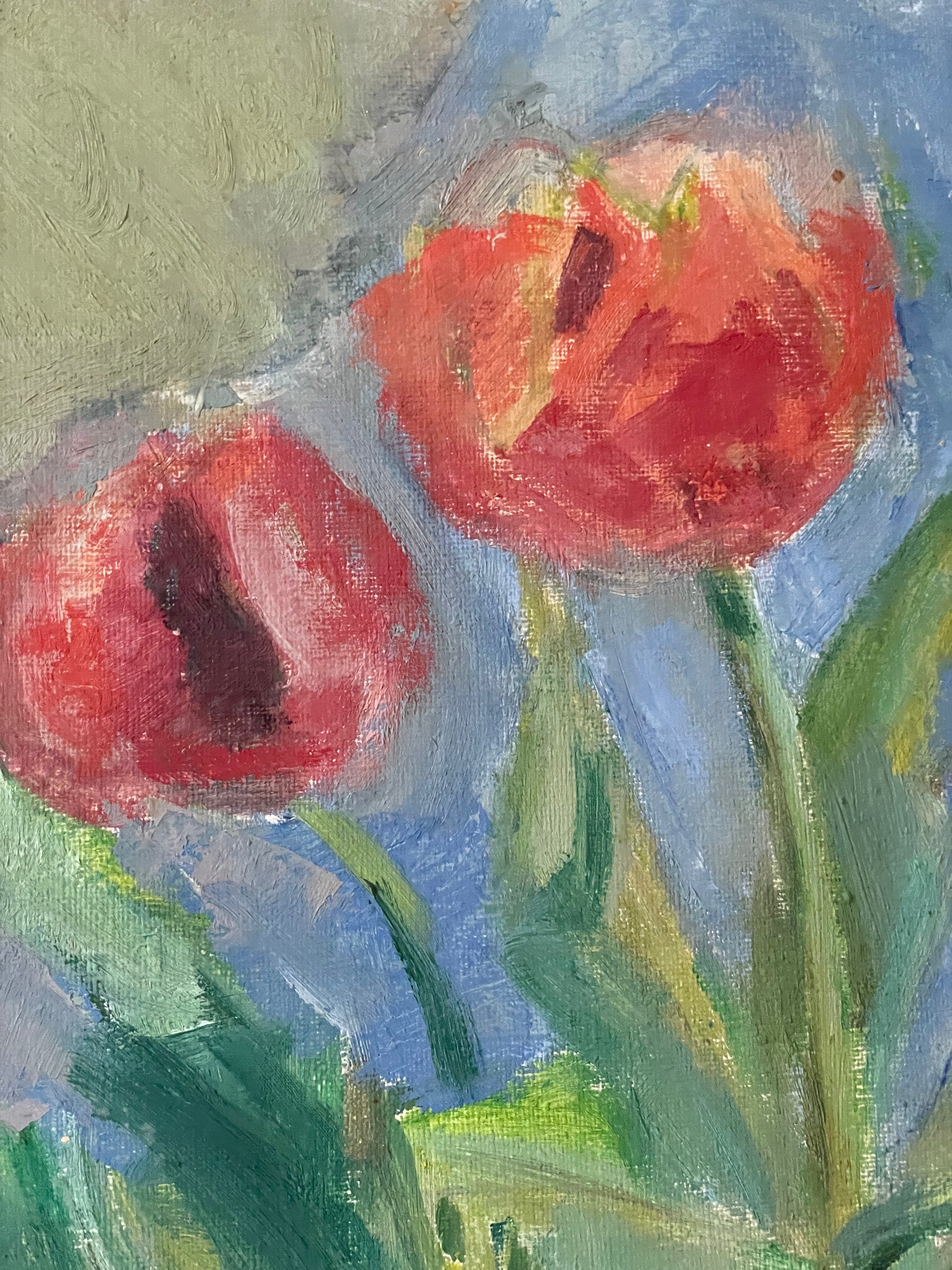 Tulips on Blue