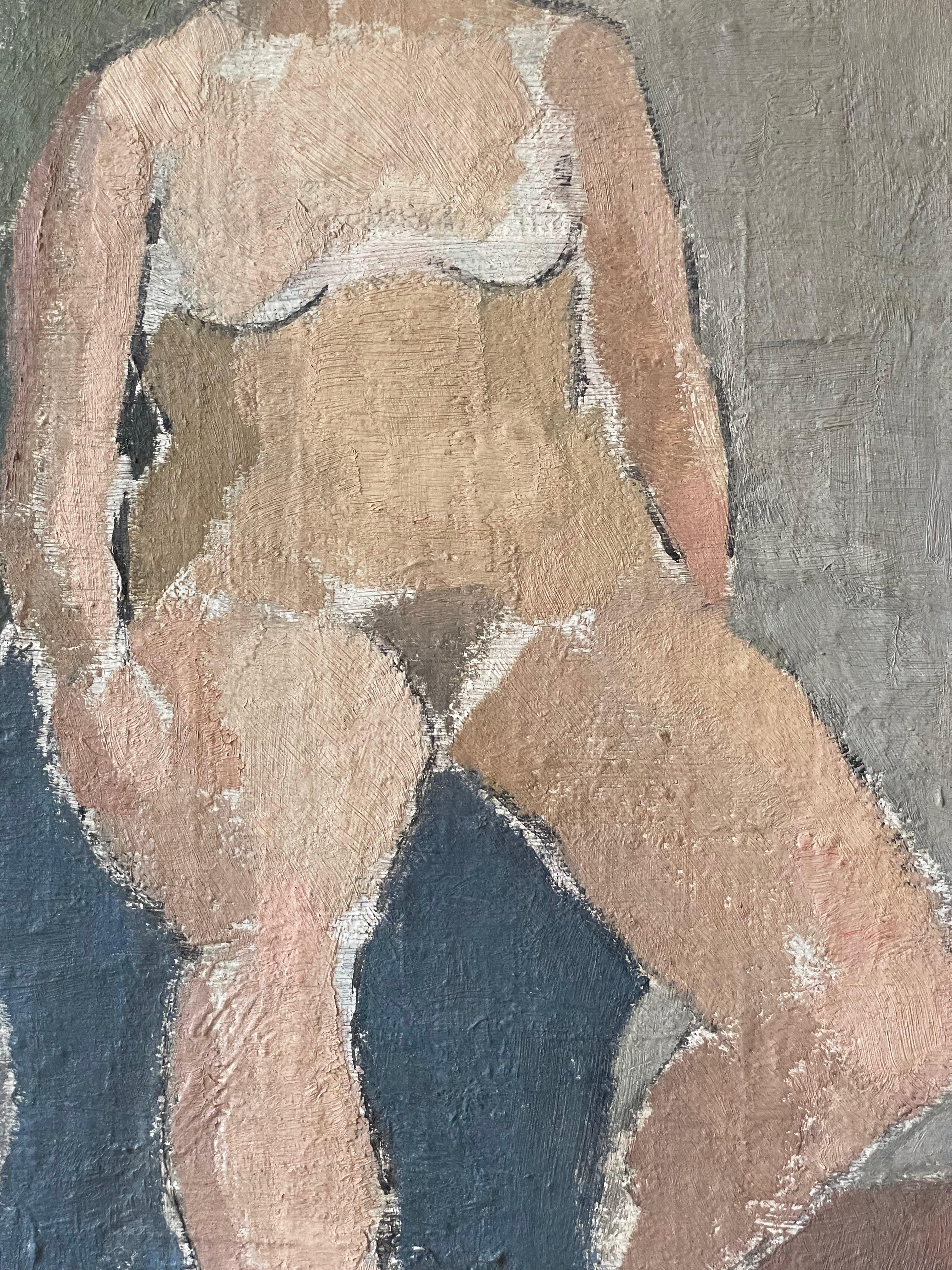 Seated Nude on Blue