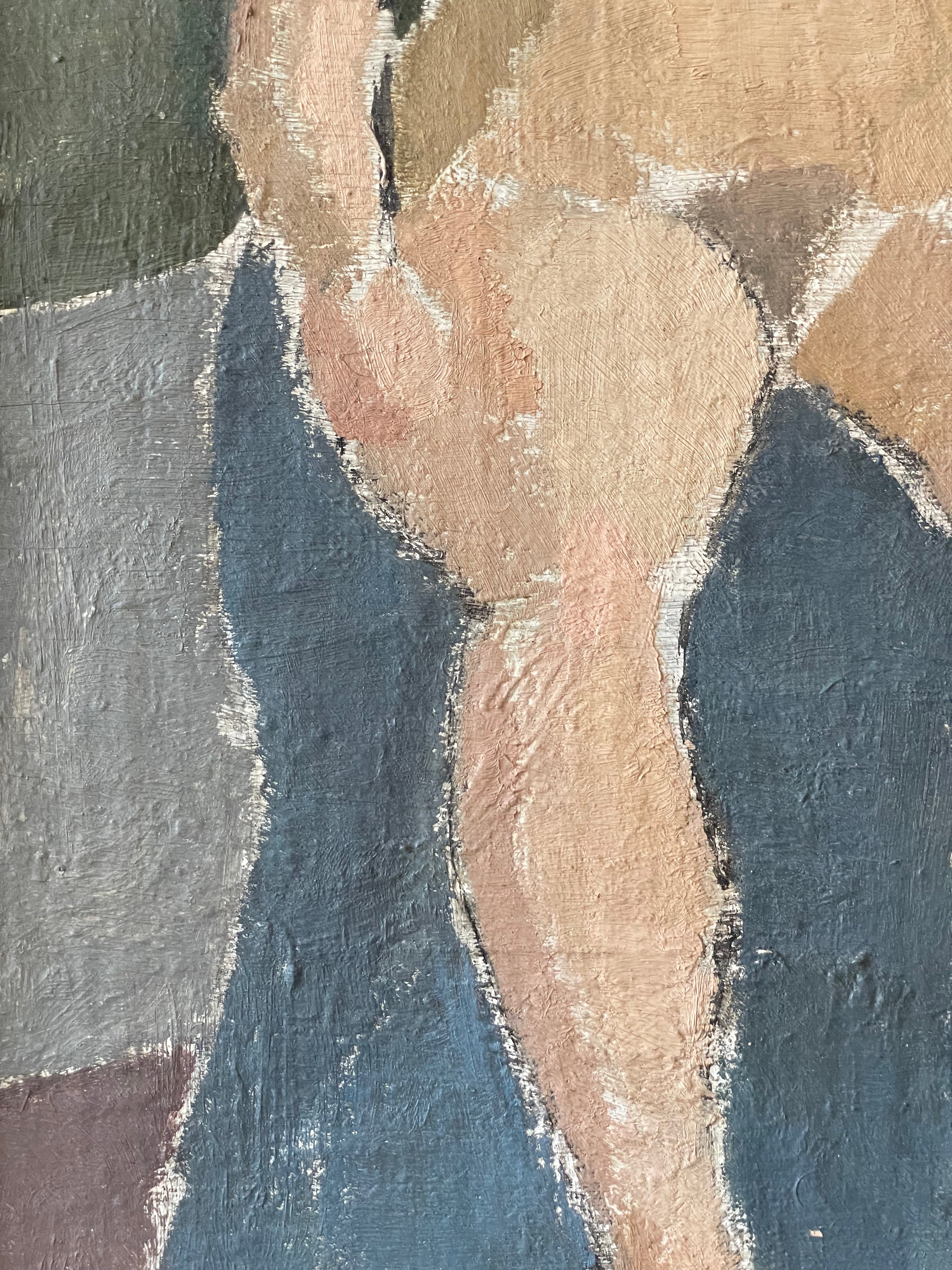 Seated Nude on Blue