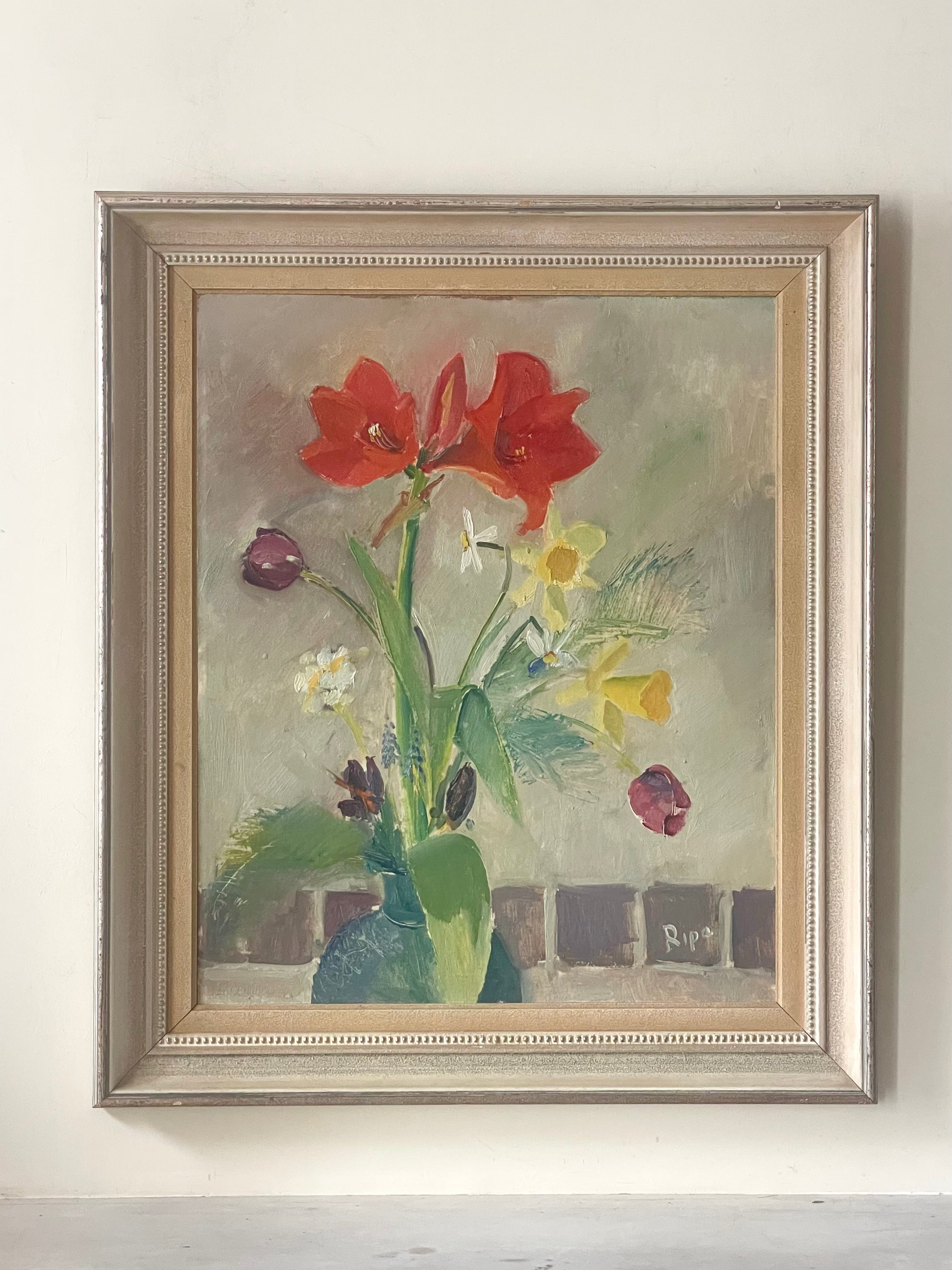 Spring Flowers in a Blue Vase