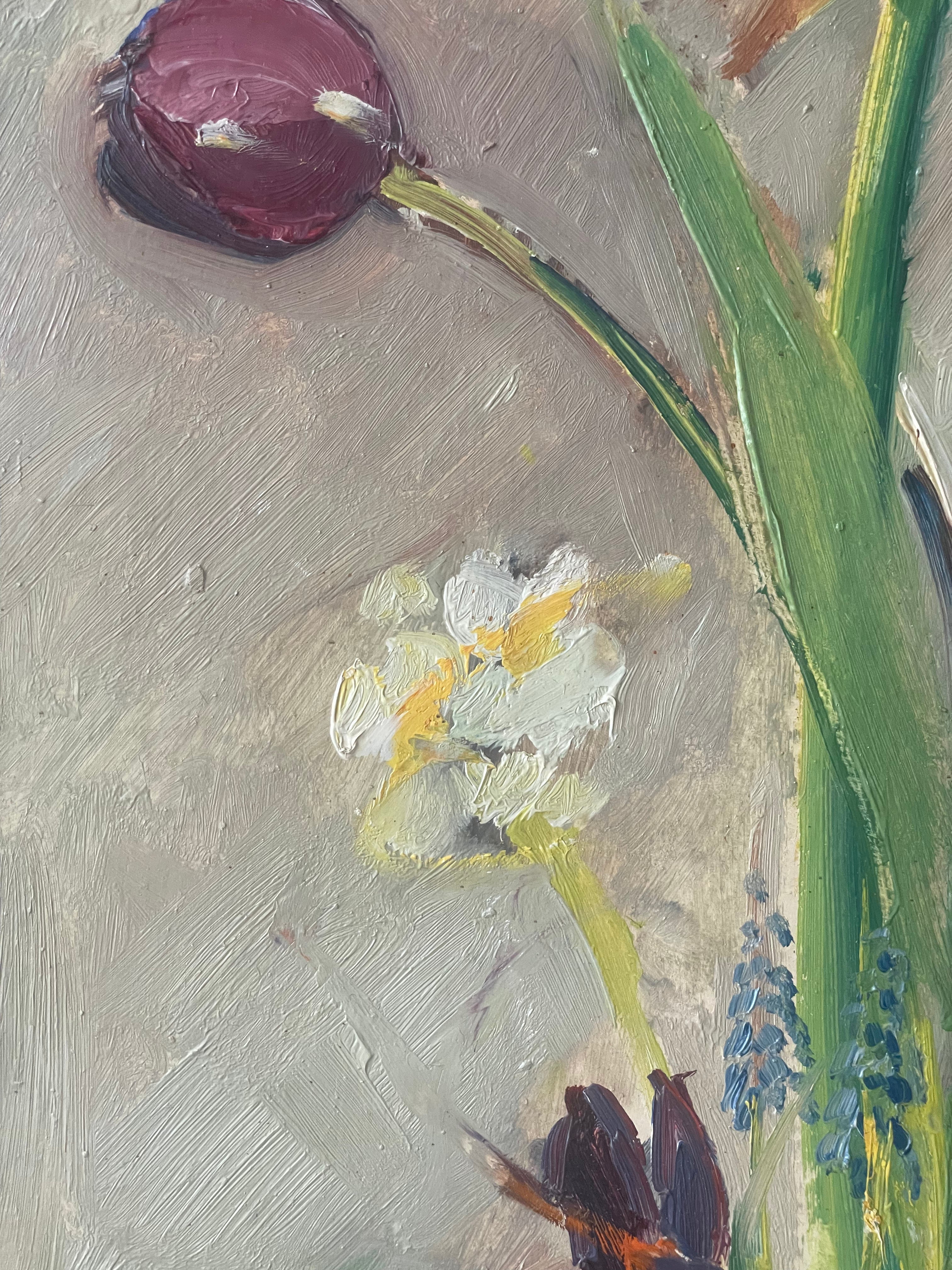 Spring Flowers in a Blue Vase