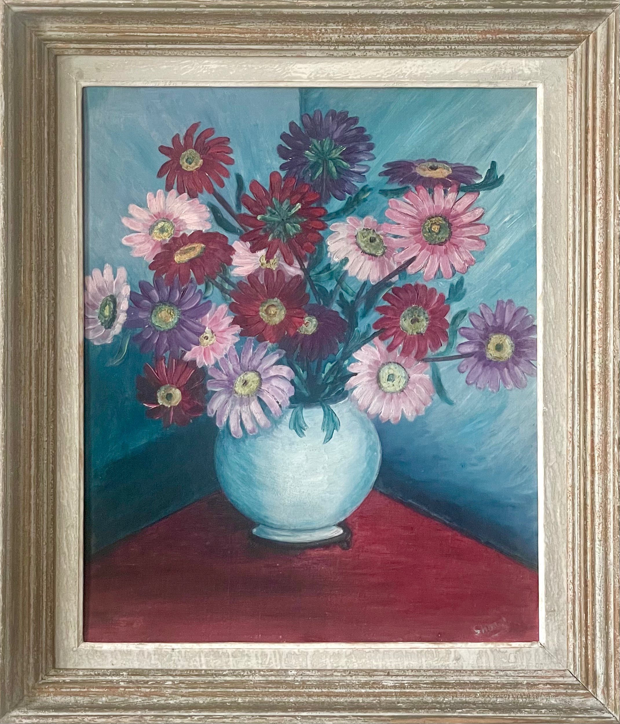 Asters in a White Vase