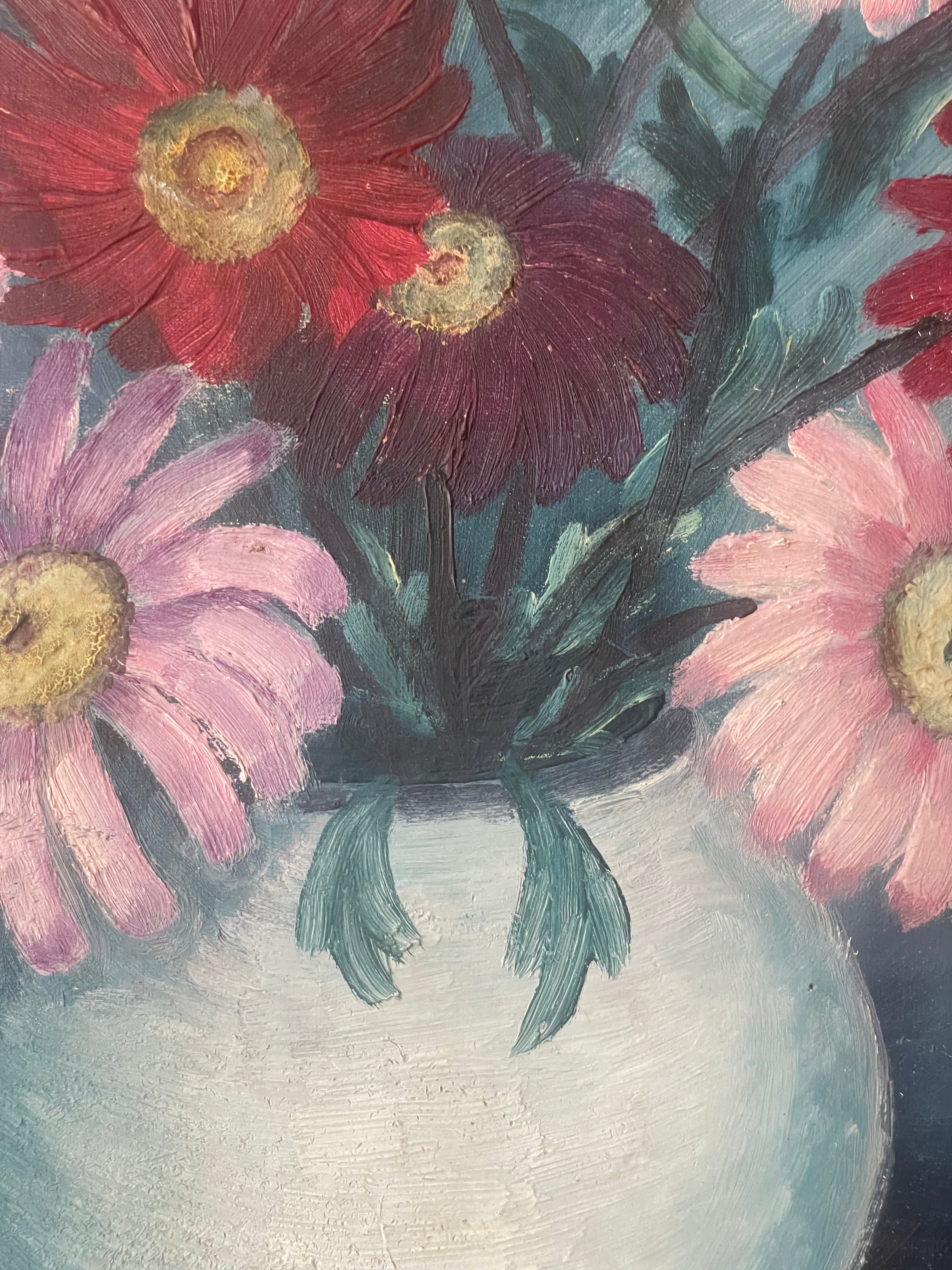 Asters in a White Vase