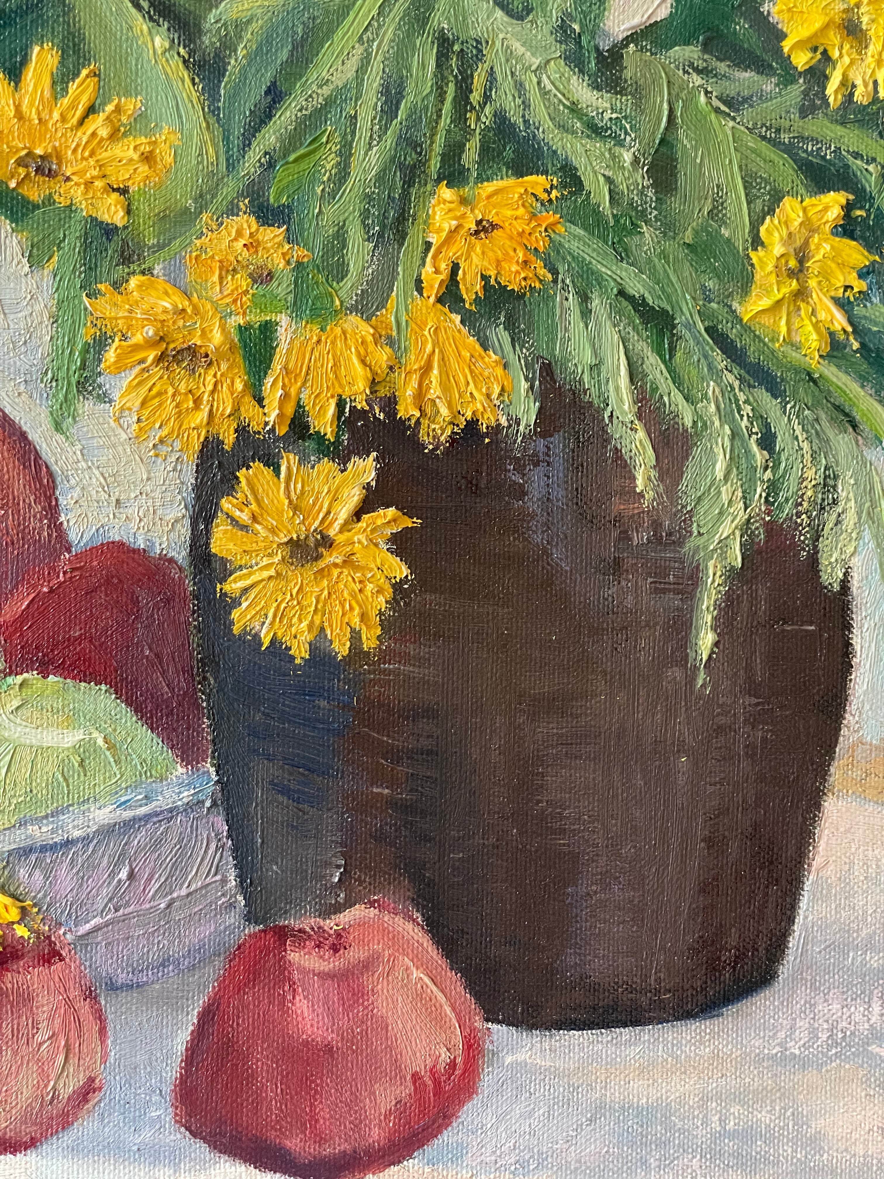 Yellow Flowers with Apples