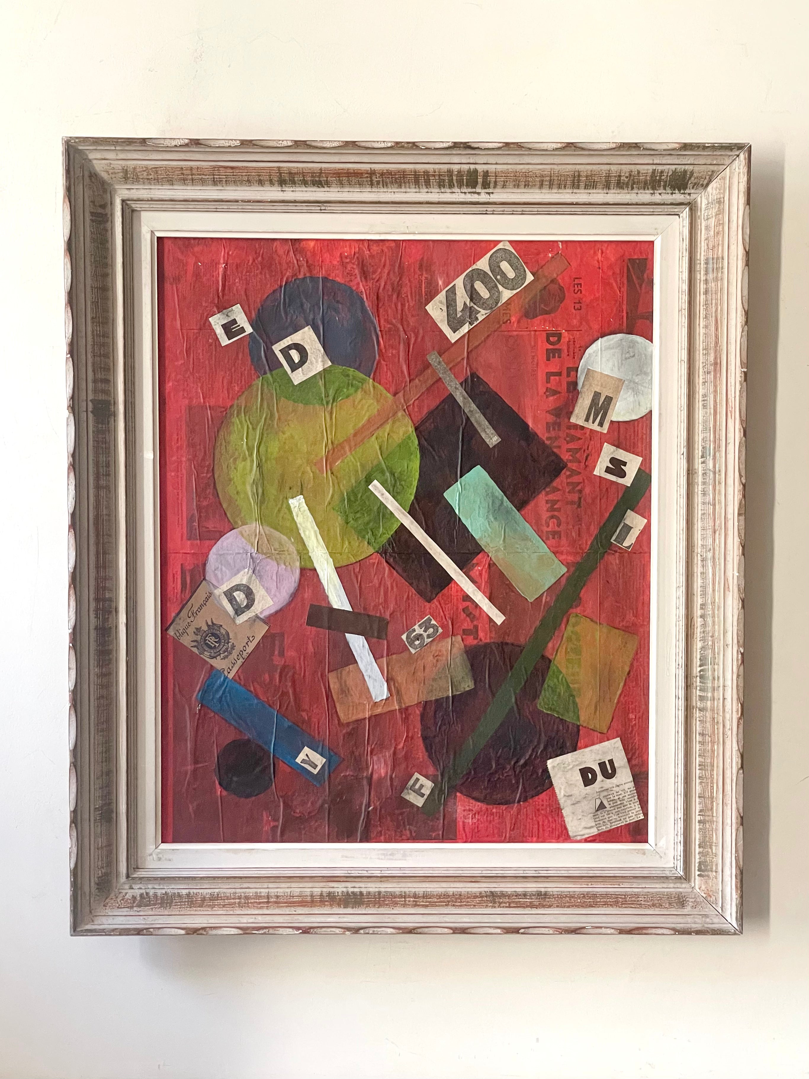 Red Cubist Abstract Collage