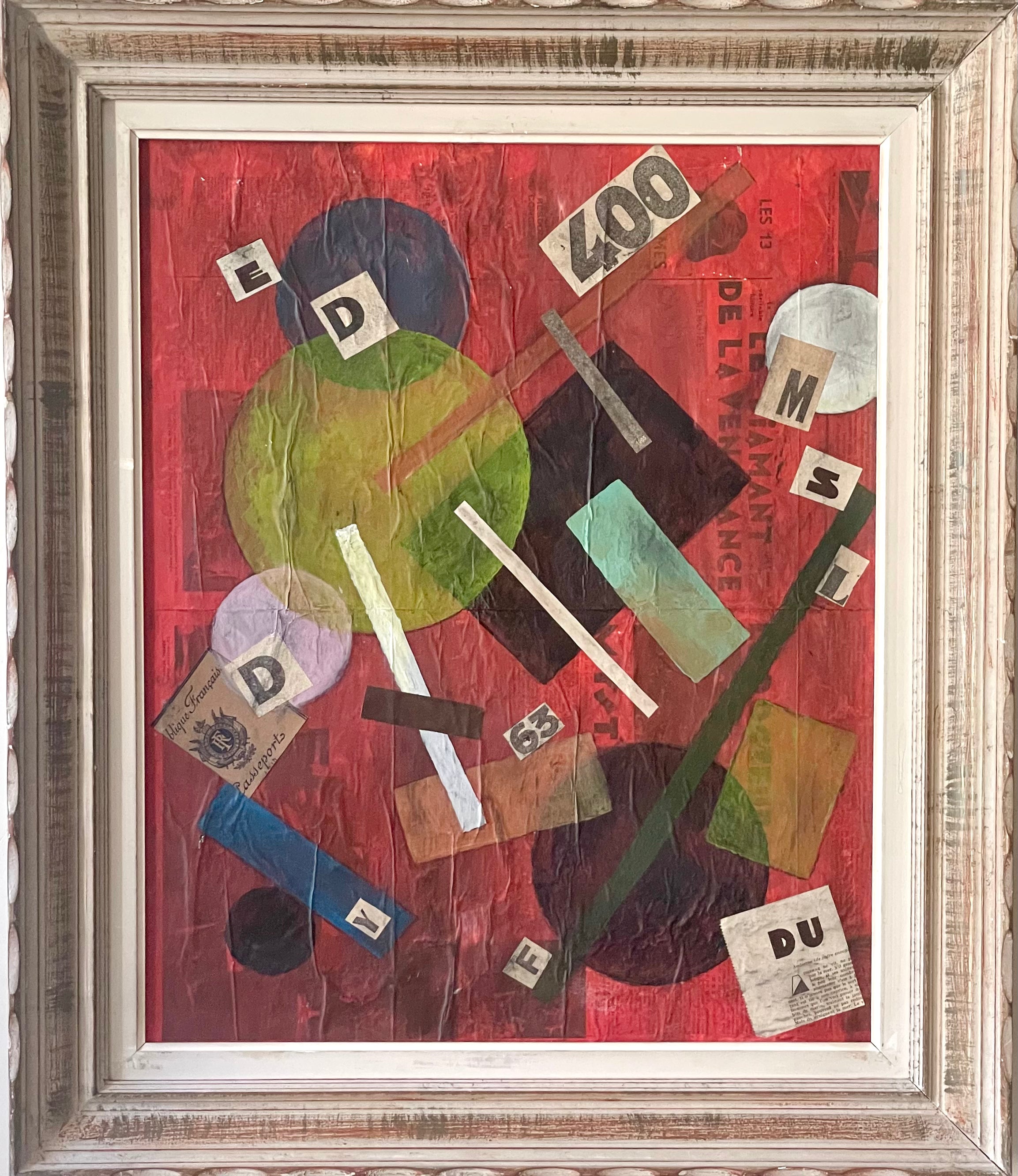 Red Cubist Abstract Collage