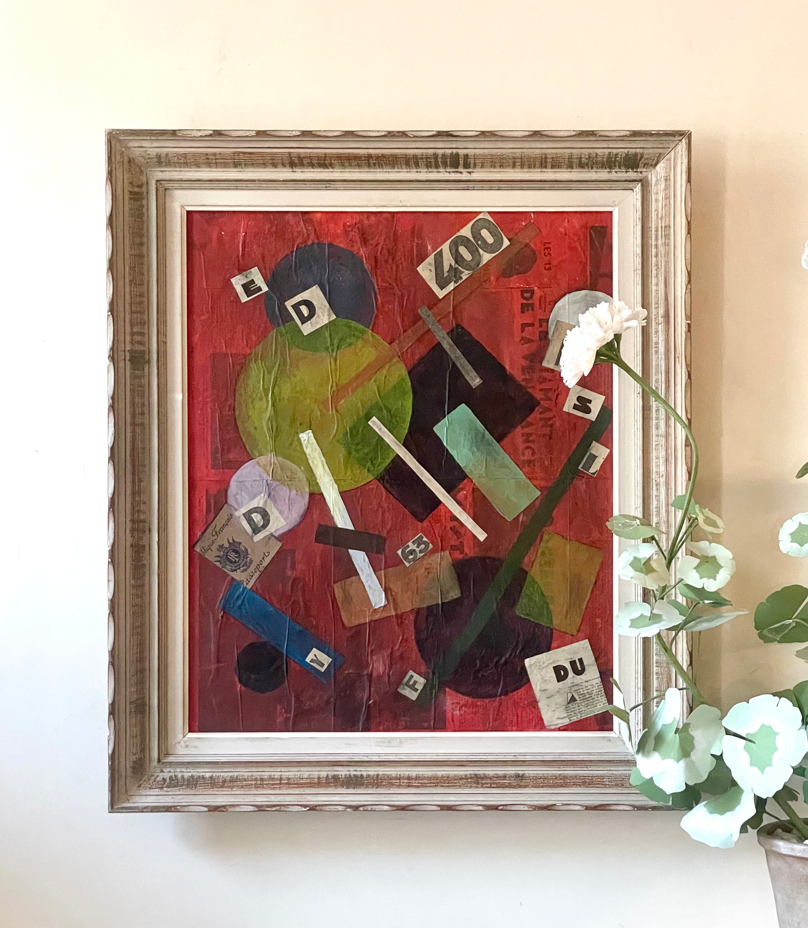 Red Cubist Abstract Collage