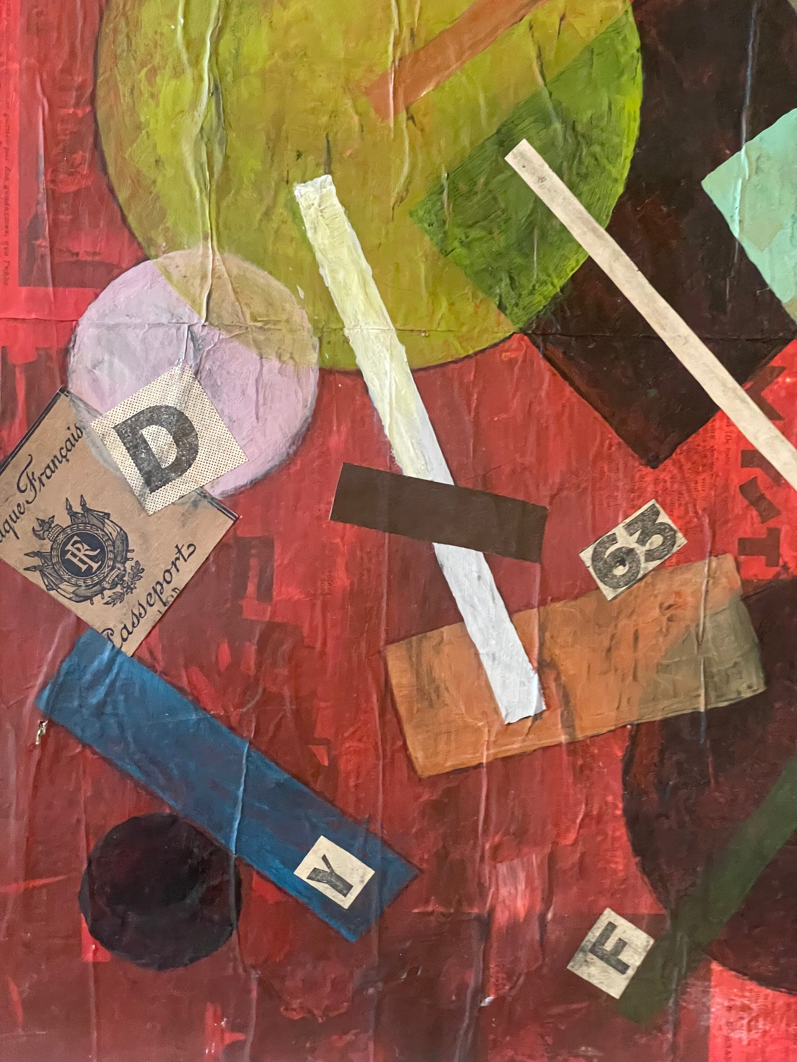 Red Cubist Abstract Collage