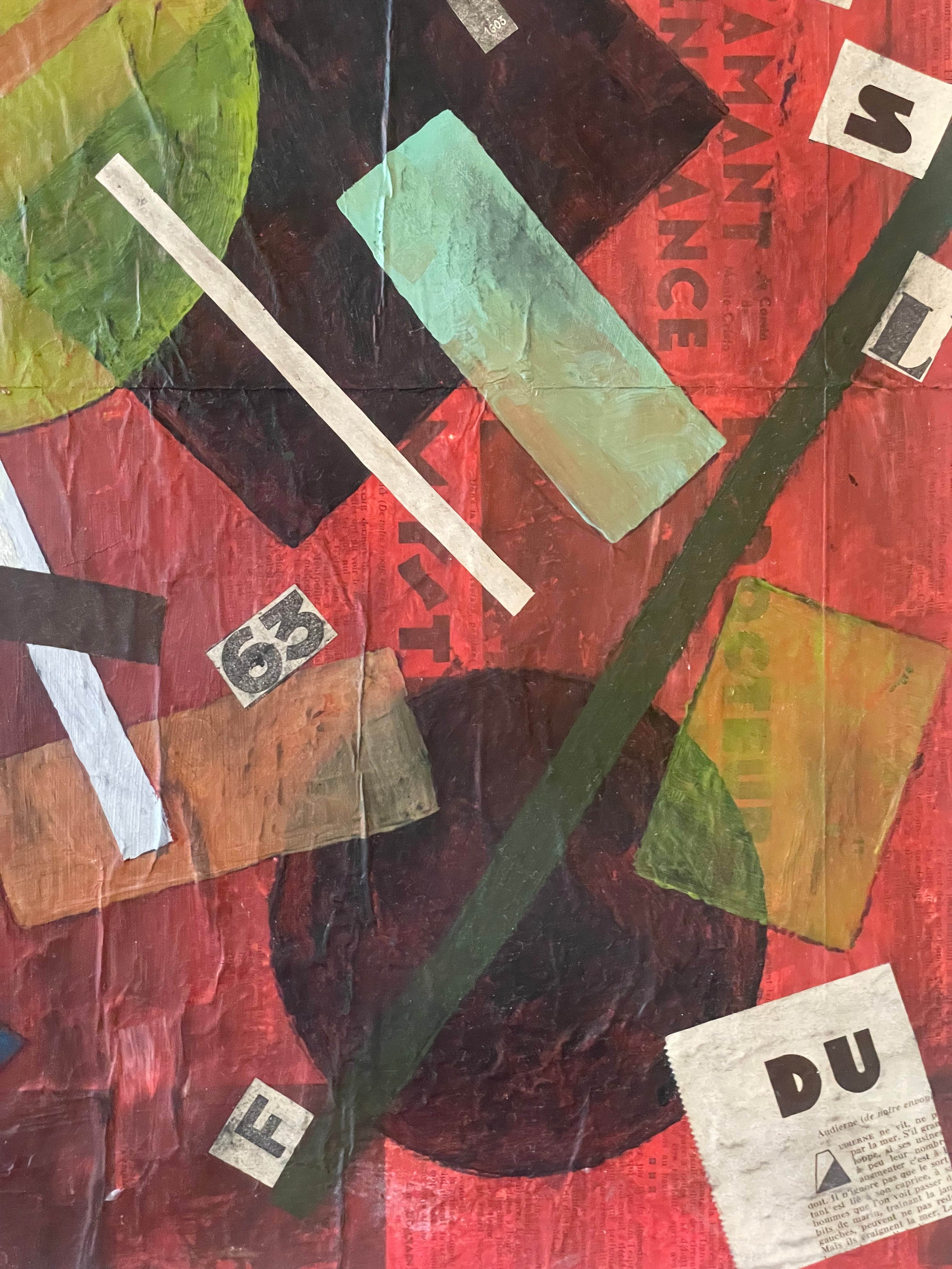 Red Cubist Abstract Collage