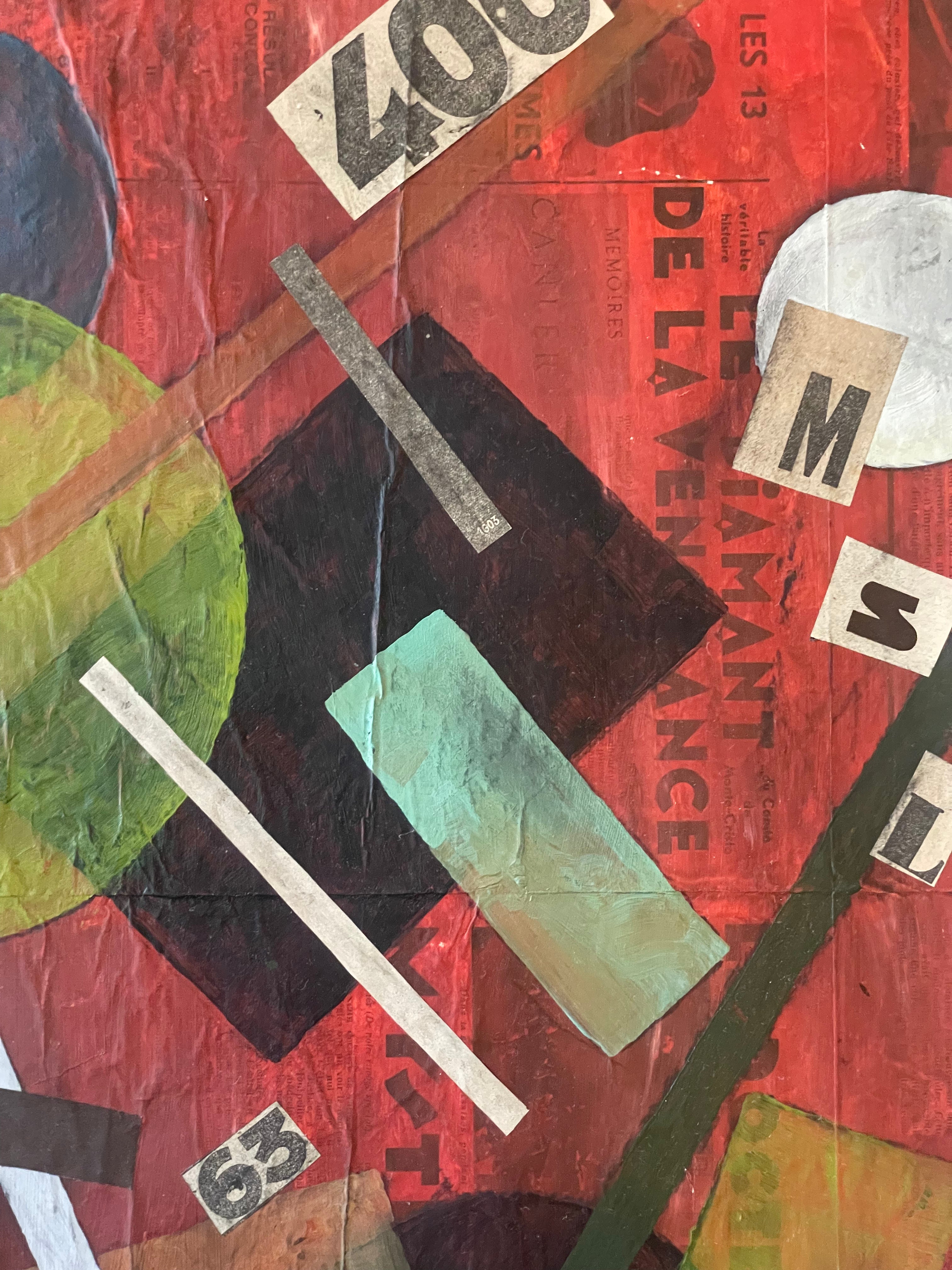 Red Cubist Abstract Collage