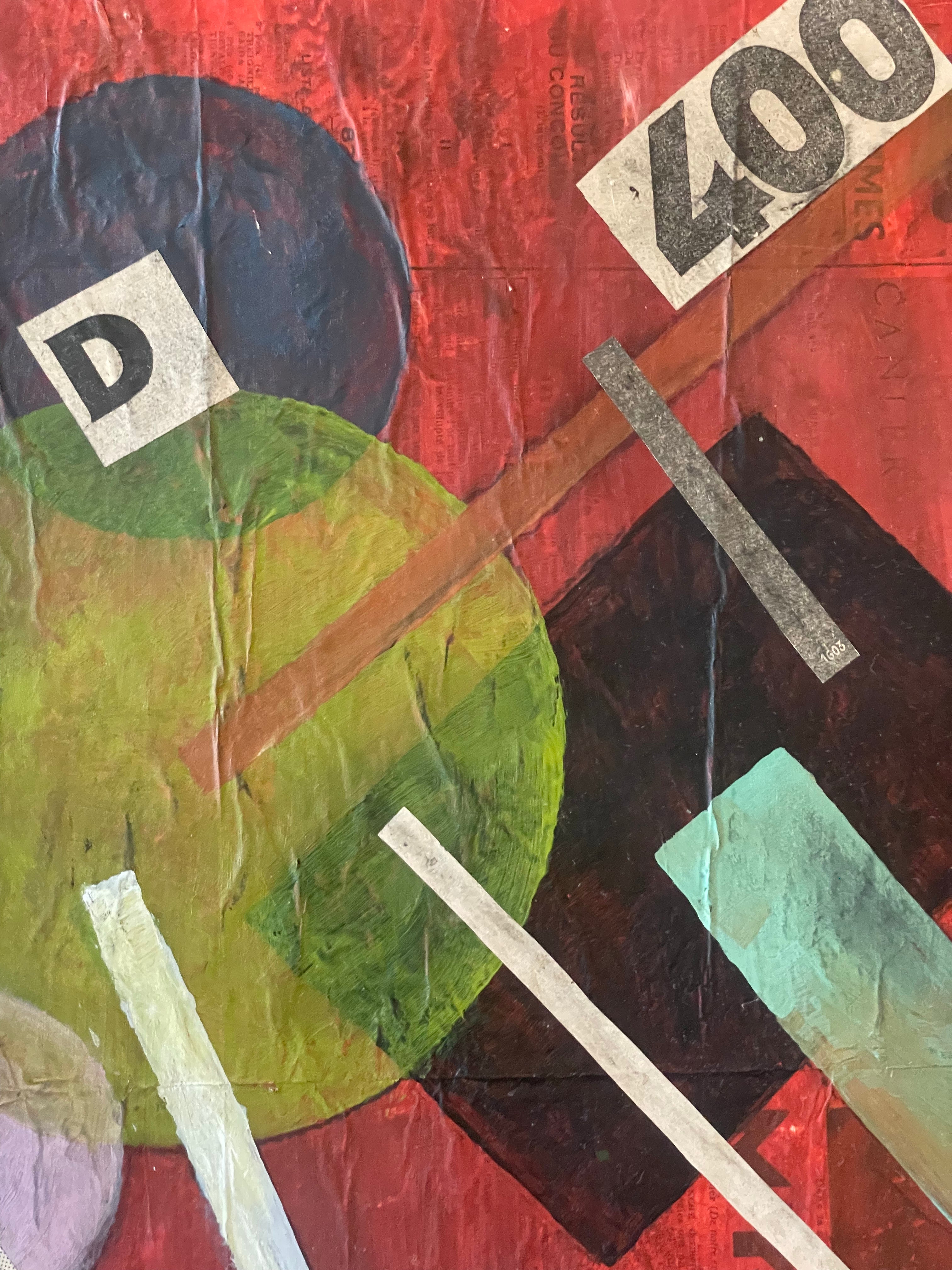 Red Cubist Abstract Collage