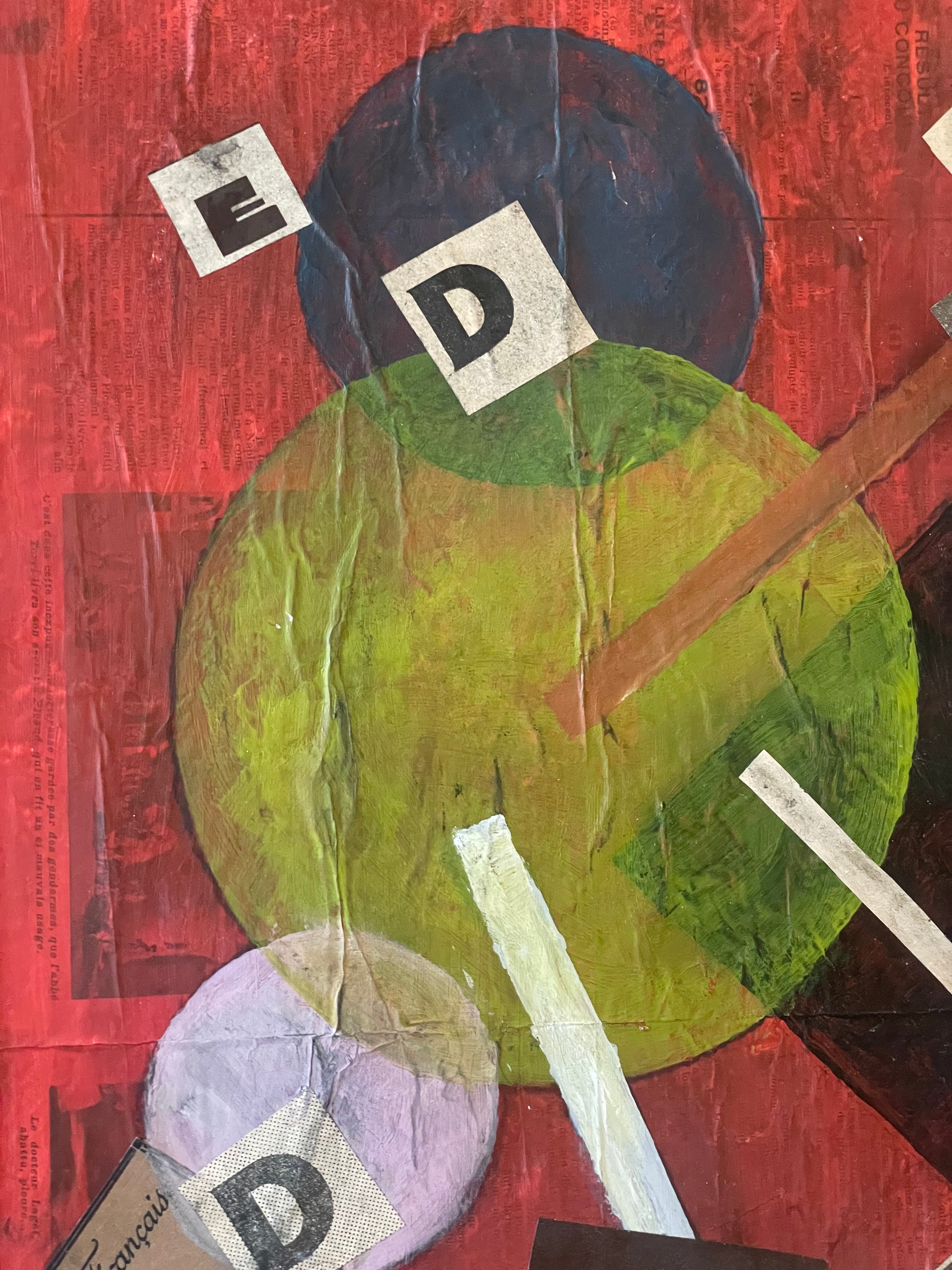 Red Cubist Abstract Collage