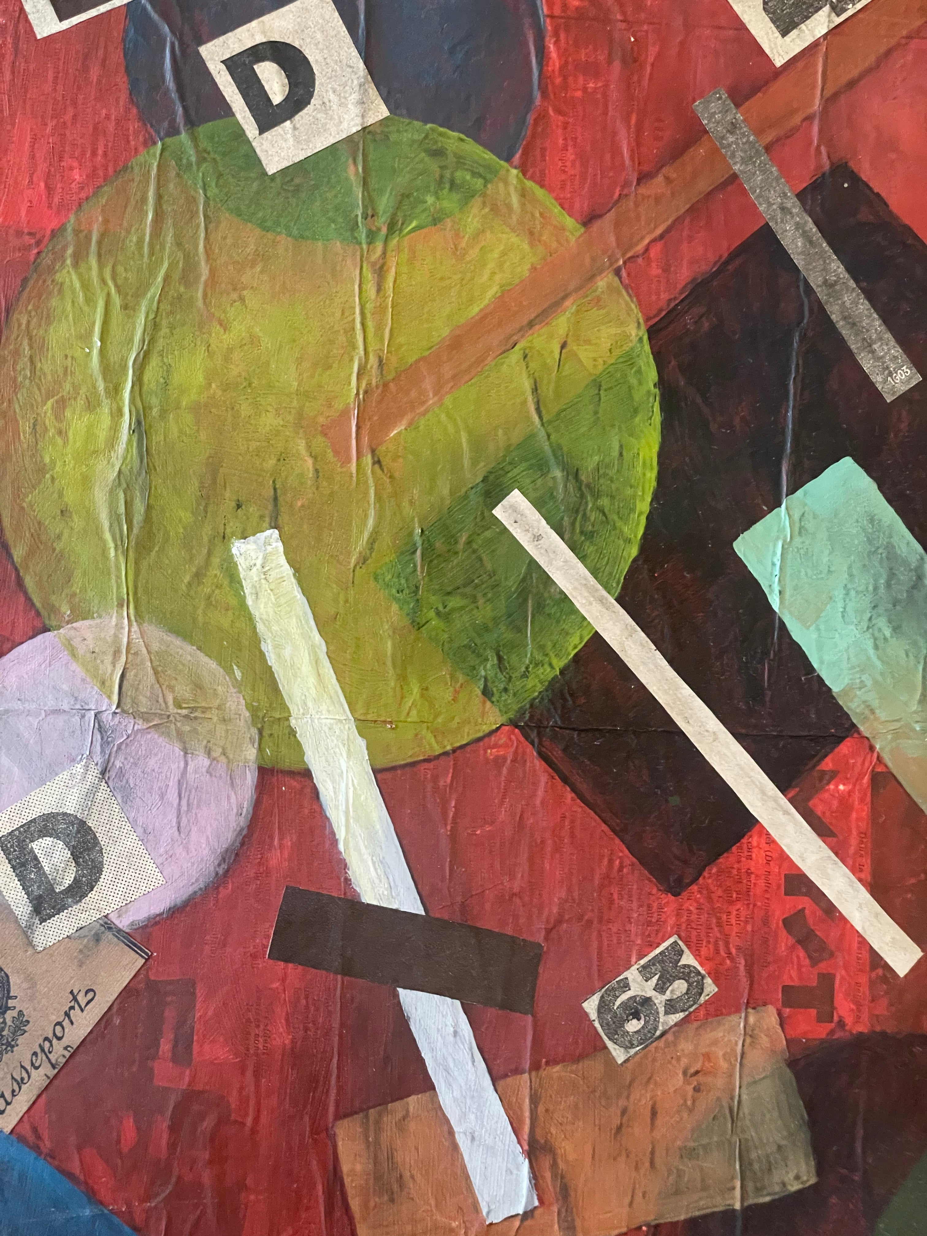 Red Cubist Abstract Collage